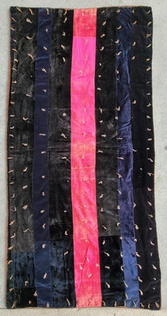 19th C Silk & Velvet Hired Hands Quilt