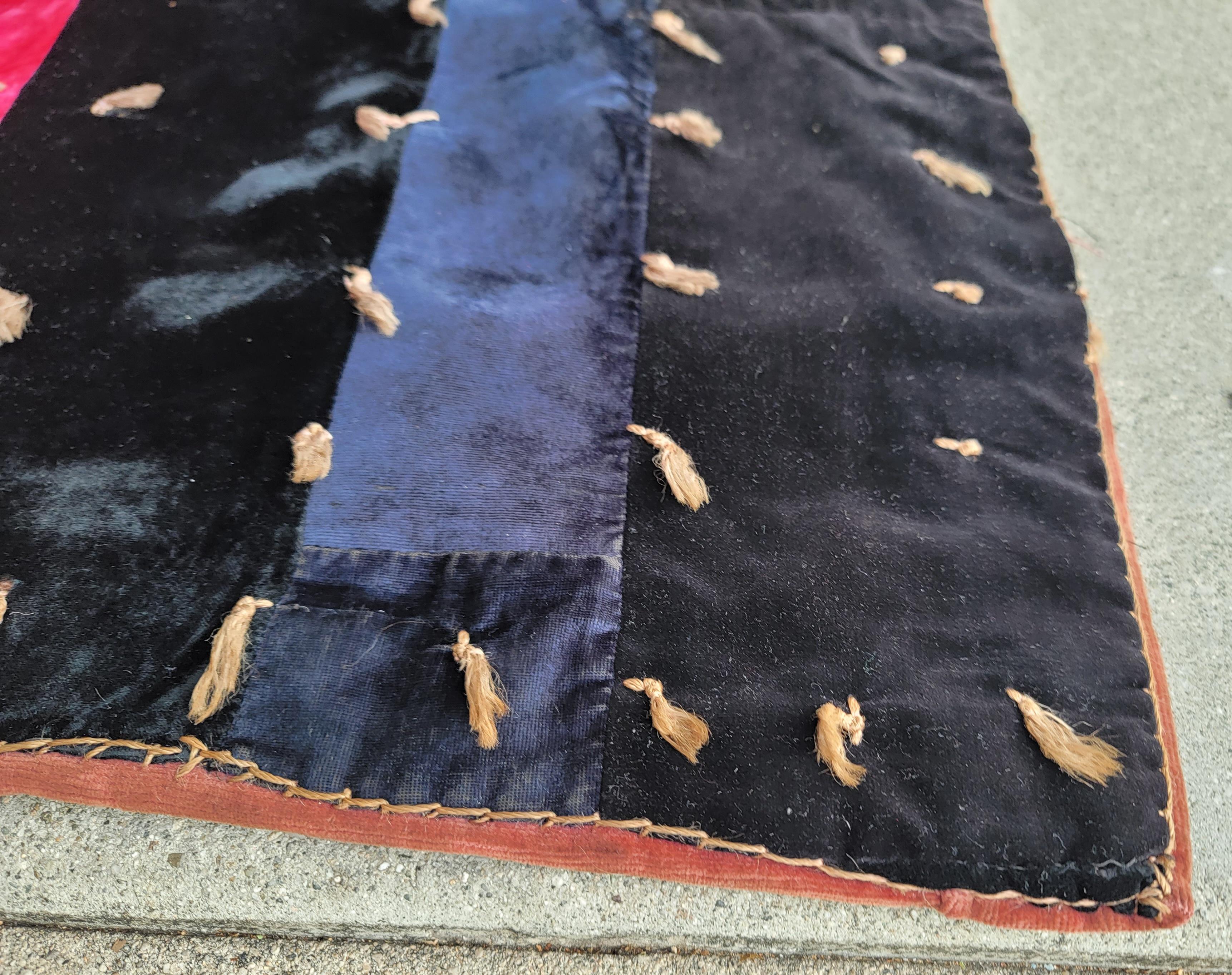19th C Silk & Velvet Hired Hands Quilt In Good Condition For Sale In Los Angeles, CA