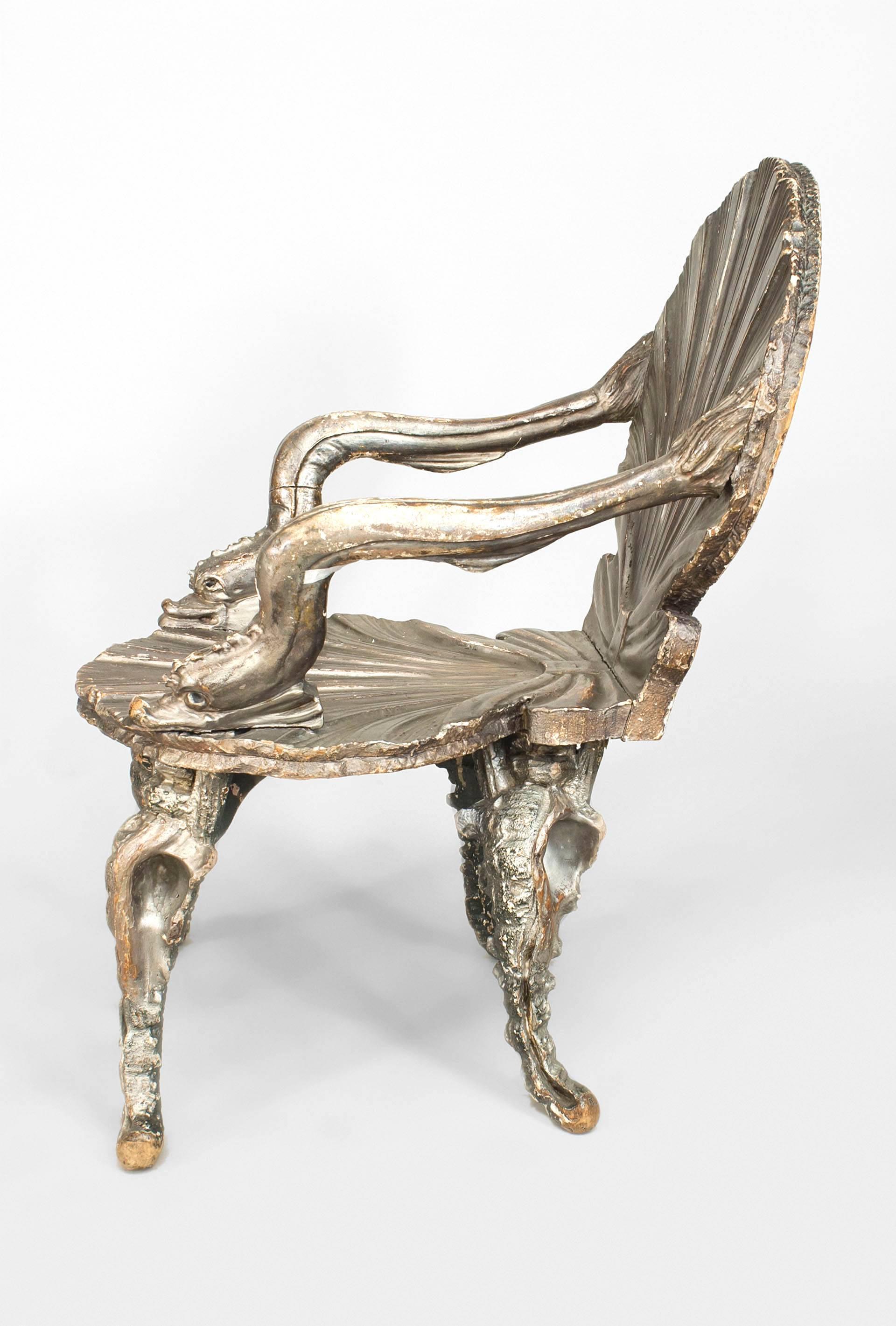 19th c. Silver Gilt Venetian Grotto Armchair In Good Condition In New York, NY
