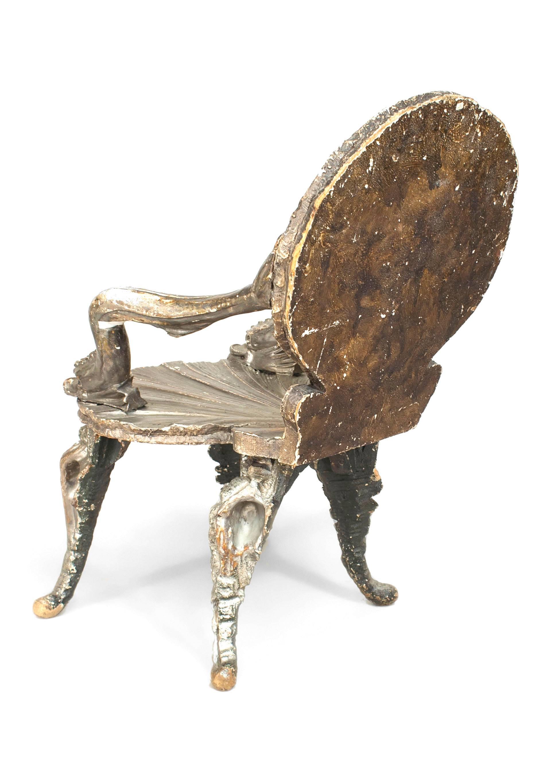 19th Century 19th c. Silver Gilt Venetian Grotto Armchair