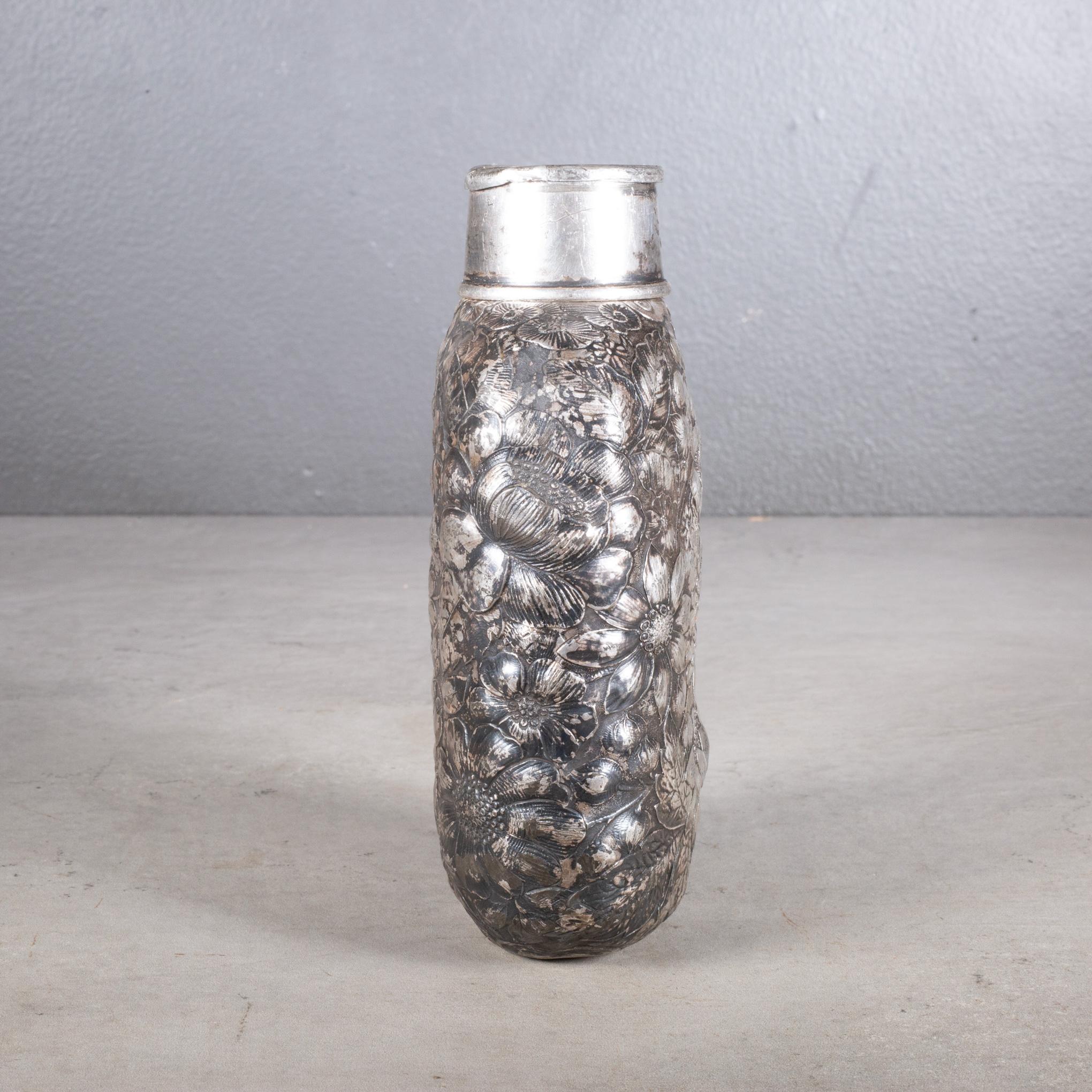 19th c. Silver Plate Flask with Expandable Cup c.1890 1