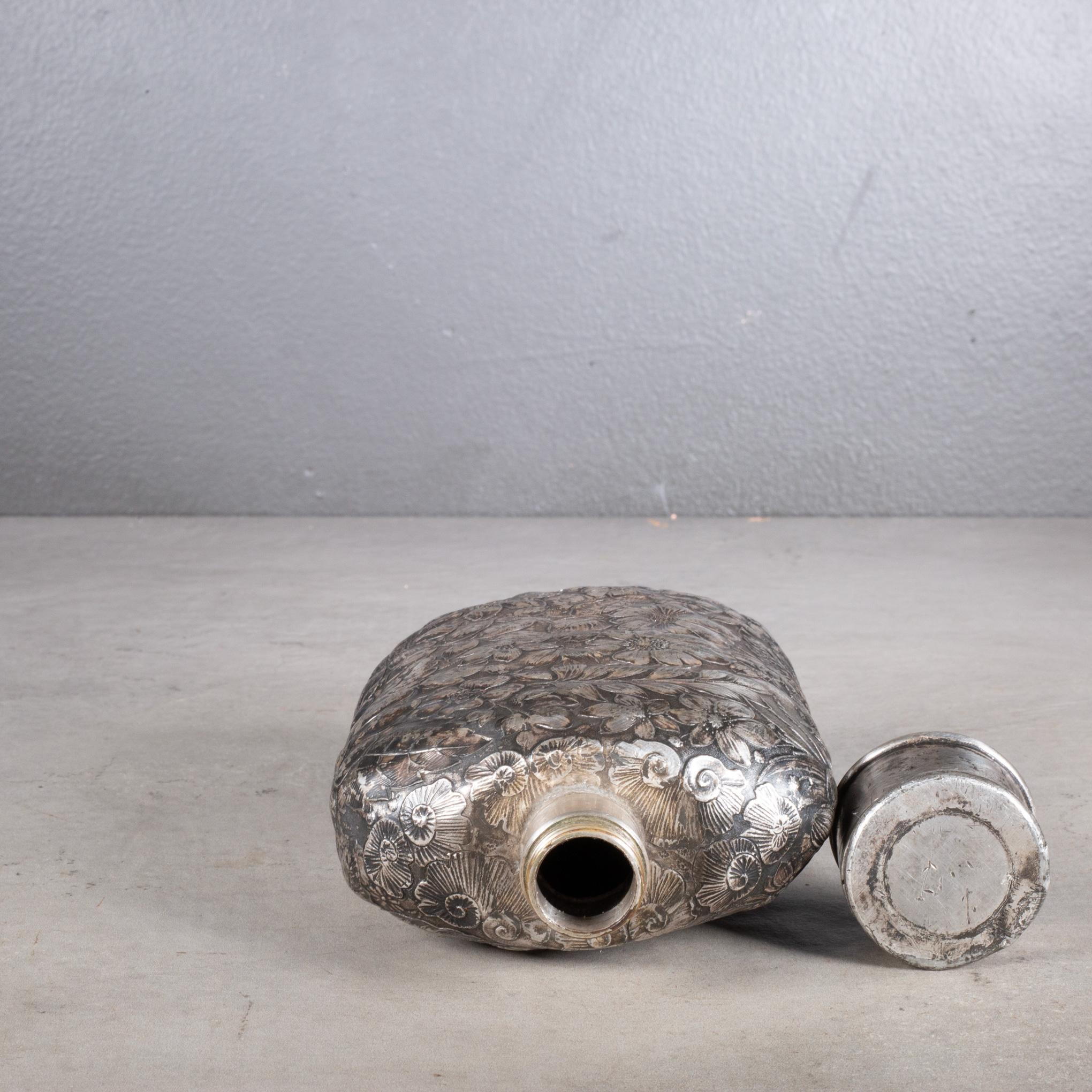19th c. Silver Plate Flask with Expandable Cup c.1890 4