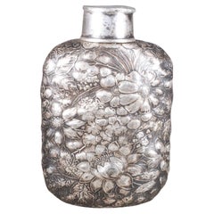 siglo XIX Petaca de plata con vaso extensible c.1890