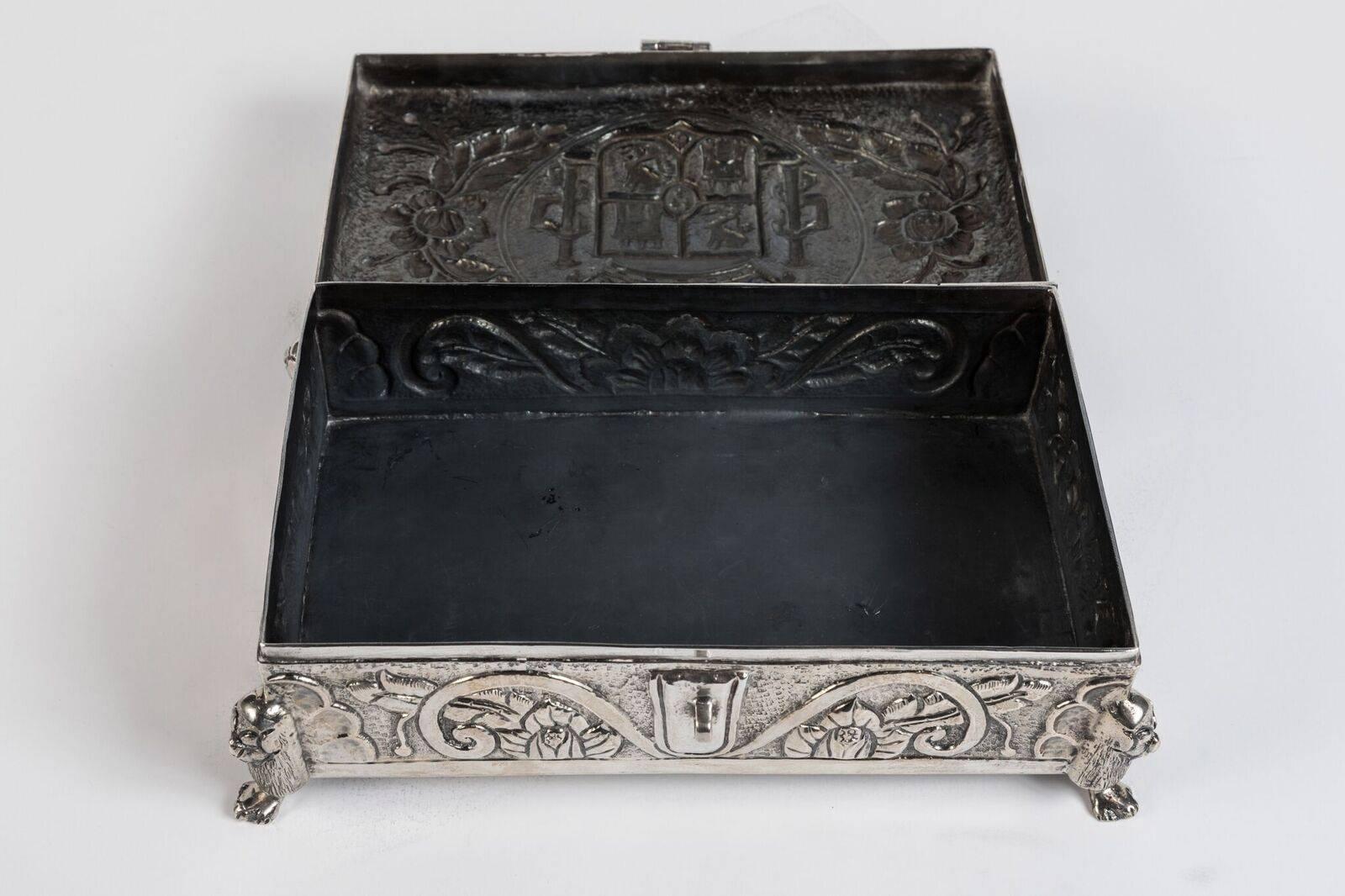Spanish 19th Century, Silver Plated Box with Royal Crest For Sale
