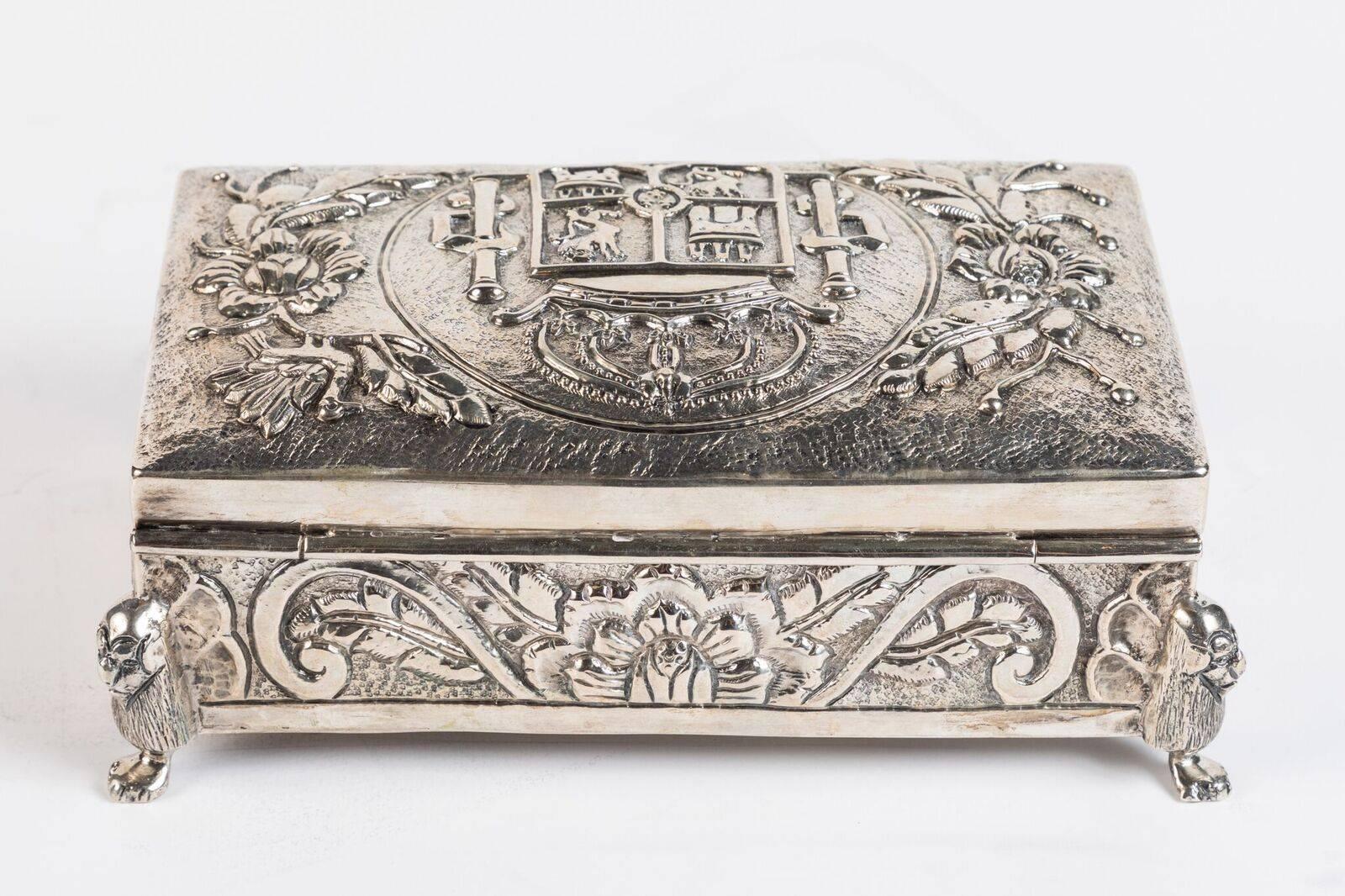 Late 19th Century 19th Century, Silver Plated Box with Royal Crest For Sale