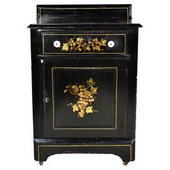 19th C. Single Drawer Hand Painted Wash Stand/Cabinet