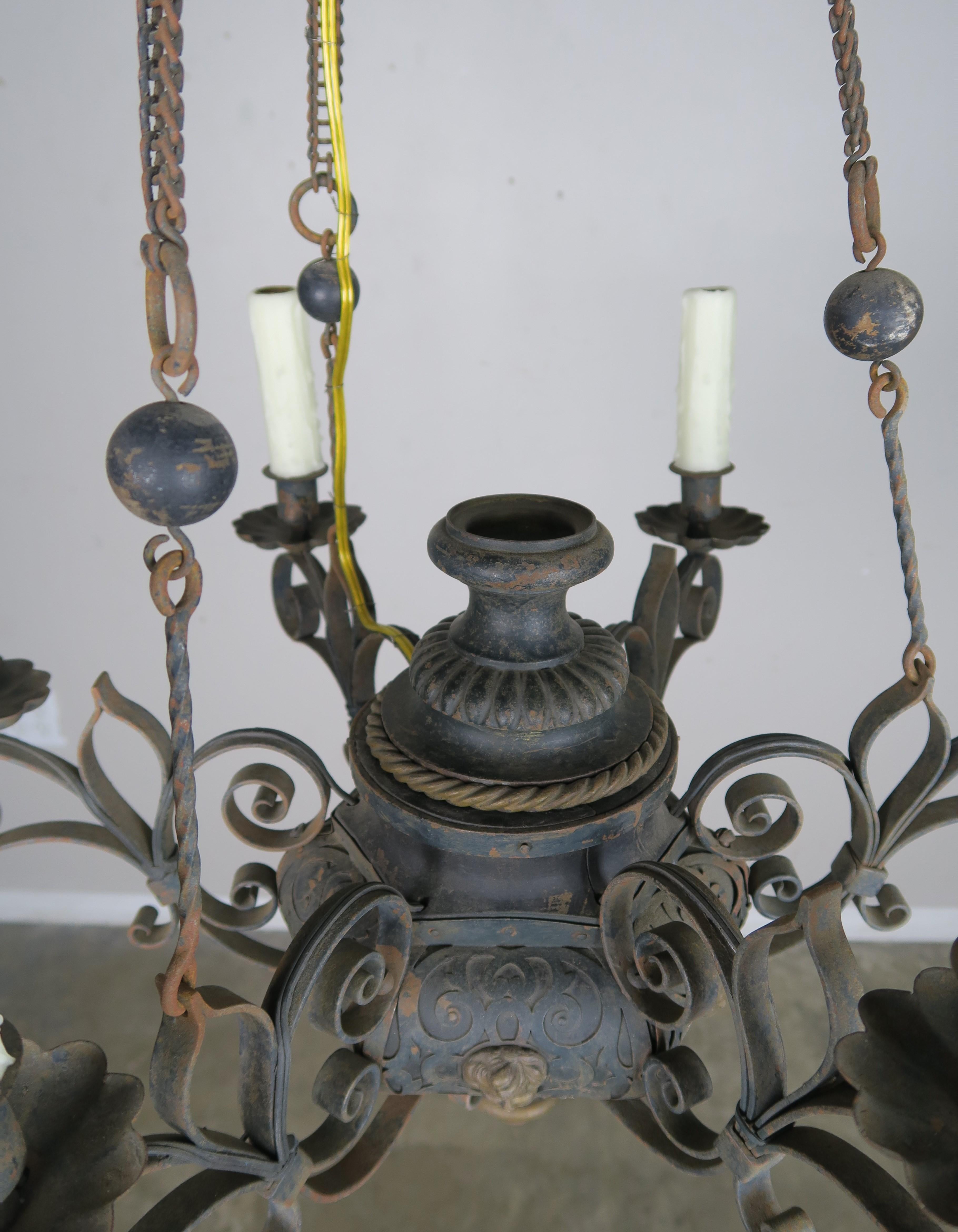 19th Century Six-Light French Chandelier with Cherubs and Fleur-de-Lis 1