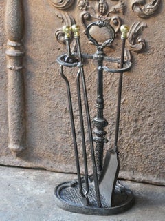 19th C. Small English Iron Victorian Fireside Companion Set
