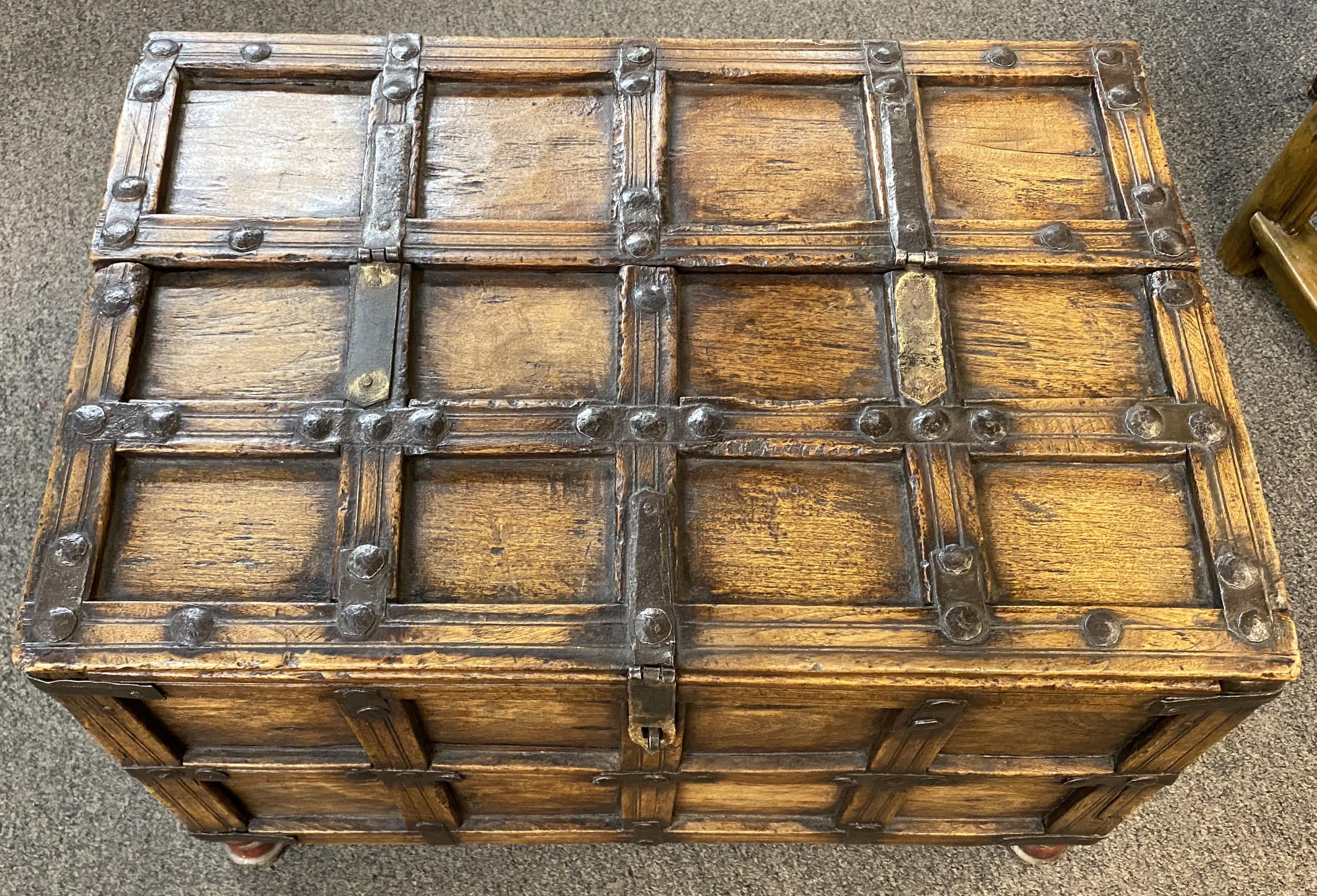 Hand-Carved 19th c Small Indian Stick Box or Dowry Chest perfect for Small Side or End Table For Sale