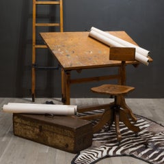 19th c. Solid Oak Adjustable Swivel Desk Chair c.1897