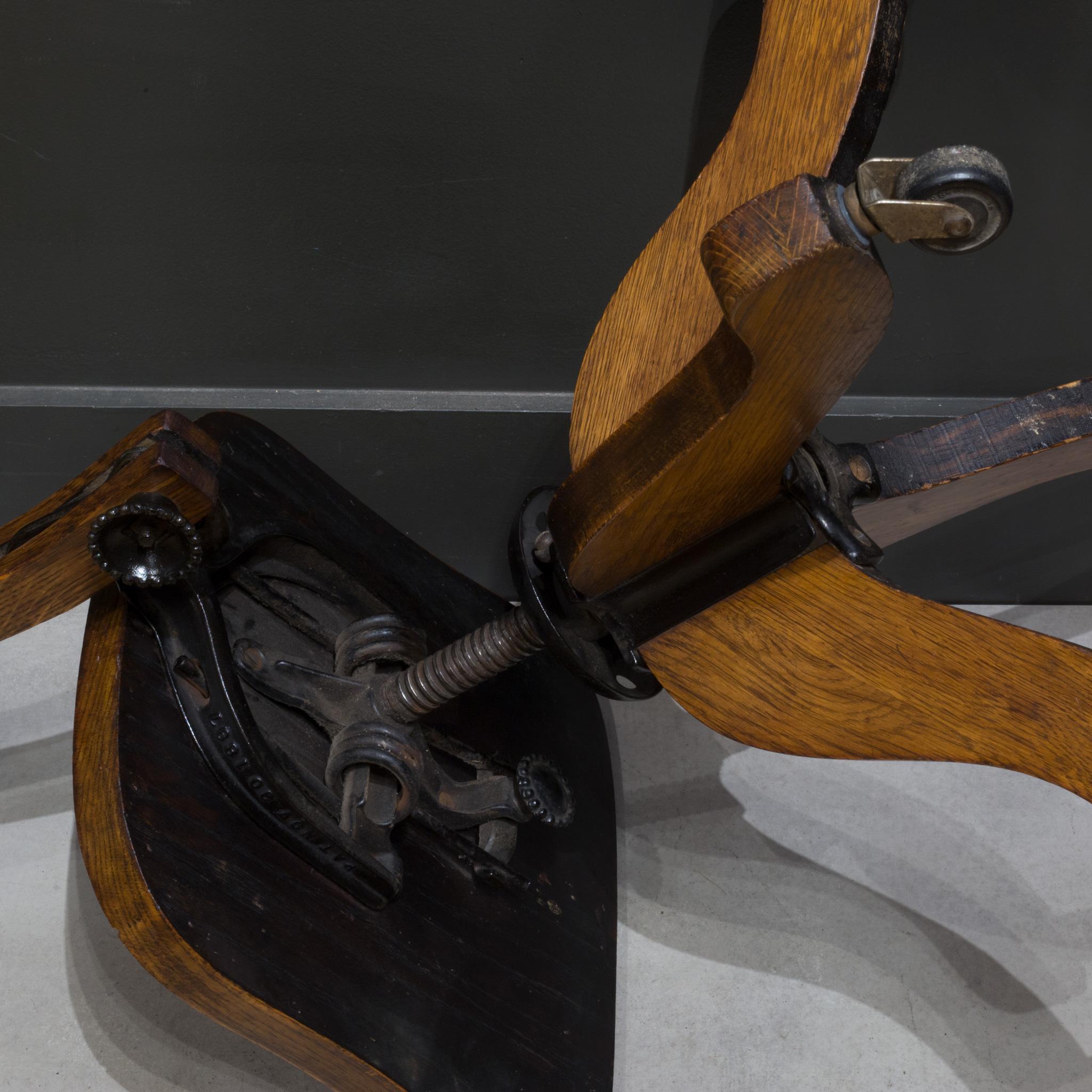 19th c. Solid Oak Adjustable Swivel Desk Chair c.1897 2