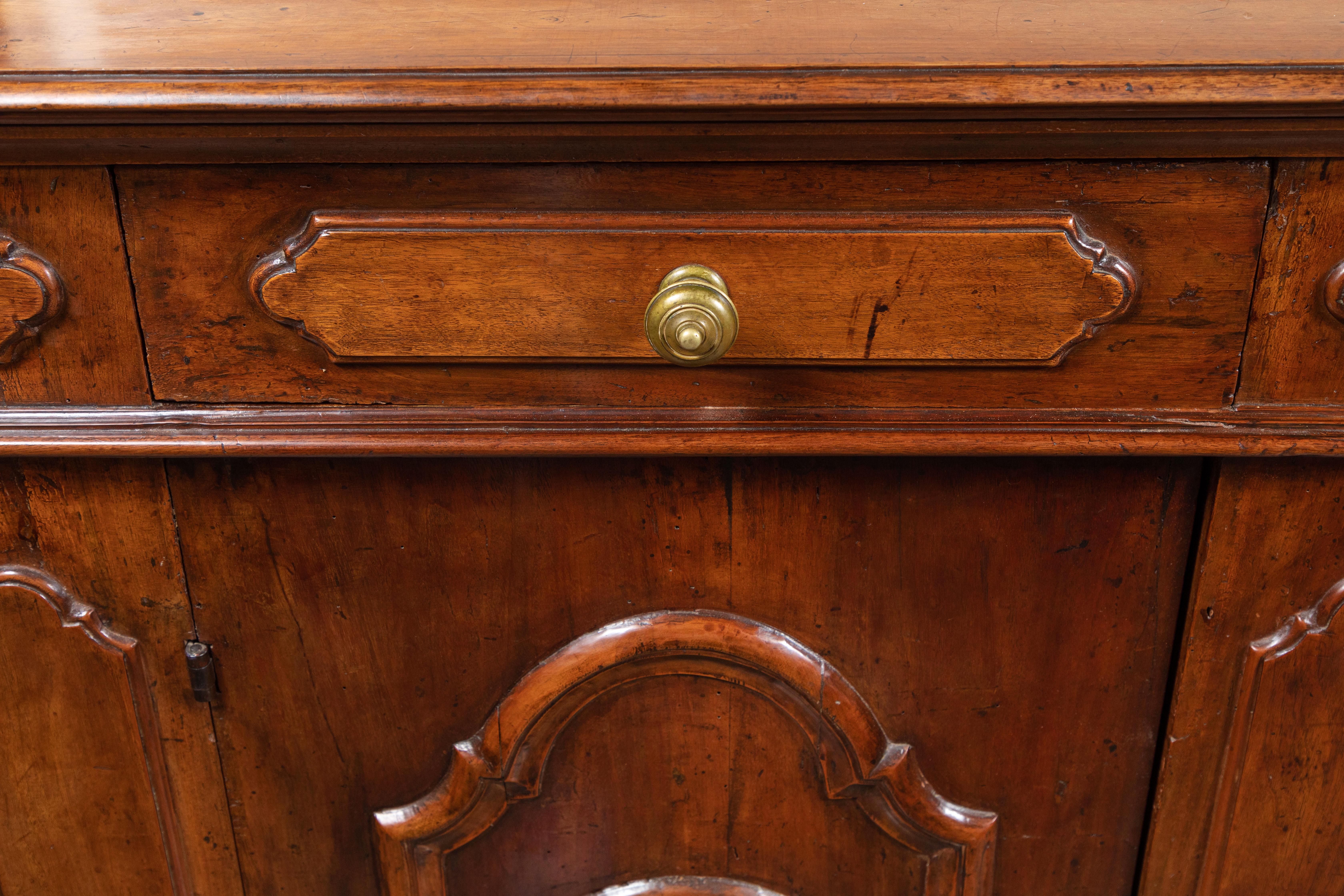 19th Century, Solid Walnut, Paneled, Tuscan Buffet In Good Condition For Sale In Newport Beach, CA