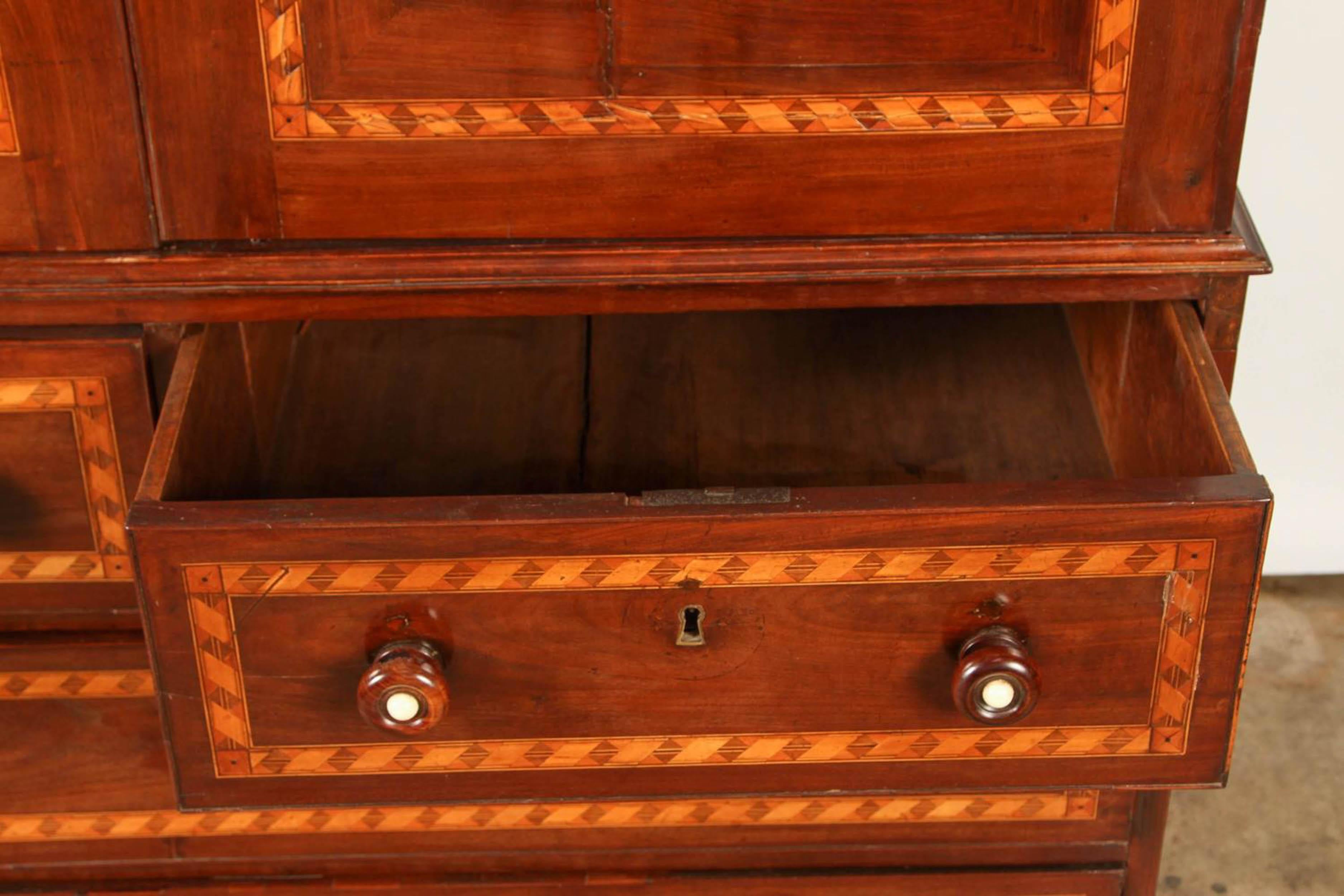 19th Century South American Mahogany Linen Press In Good Condition For Sale In Pasadena, CA