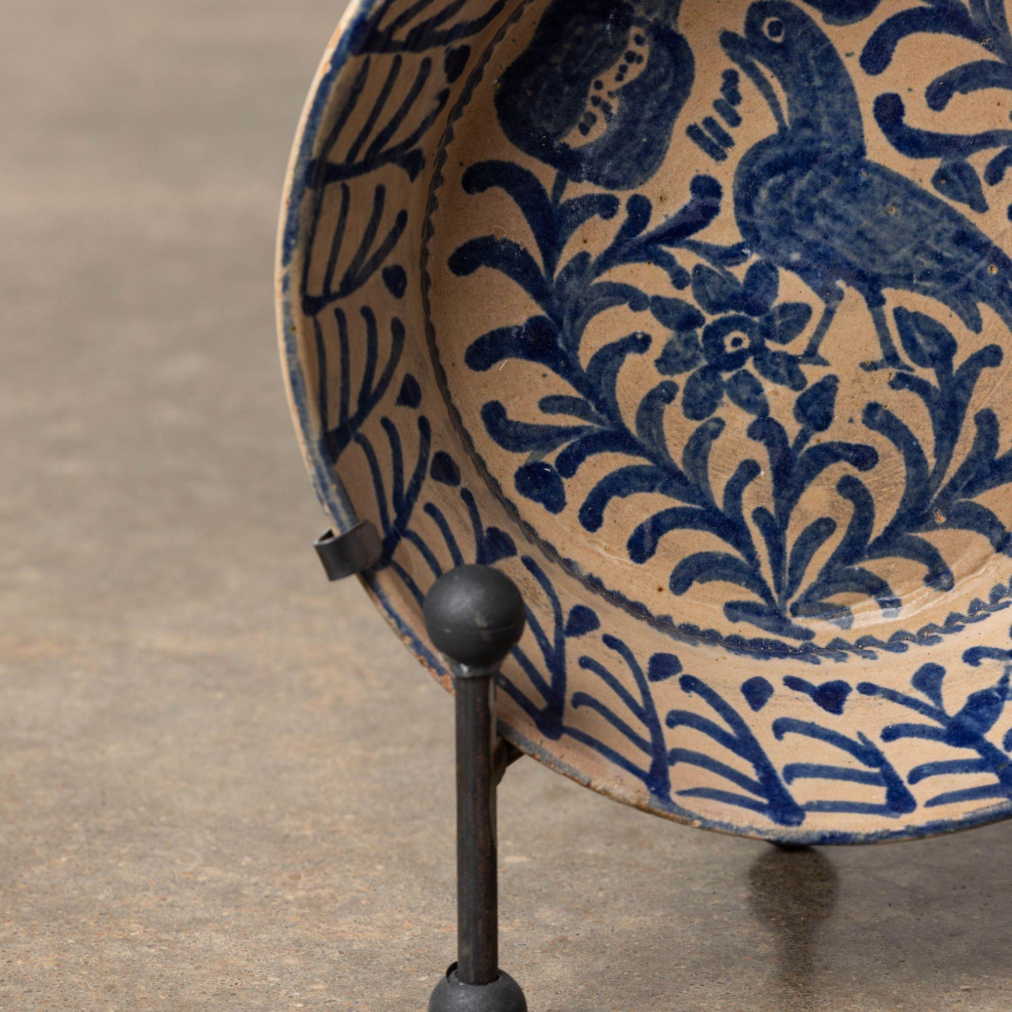 Ceramic 19th c. Spanish Blue and White Fajalauza Lebrillo Bowl from Granada For Sale
