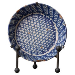 19th c. Spanish Blue and White Fajalauza Lebrillo Bowl from Granada