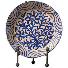 19th c. Spanish Blue and White Fajalauza Lebrillo Bowl from Granada