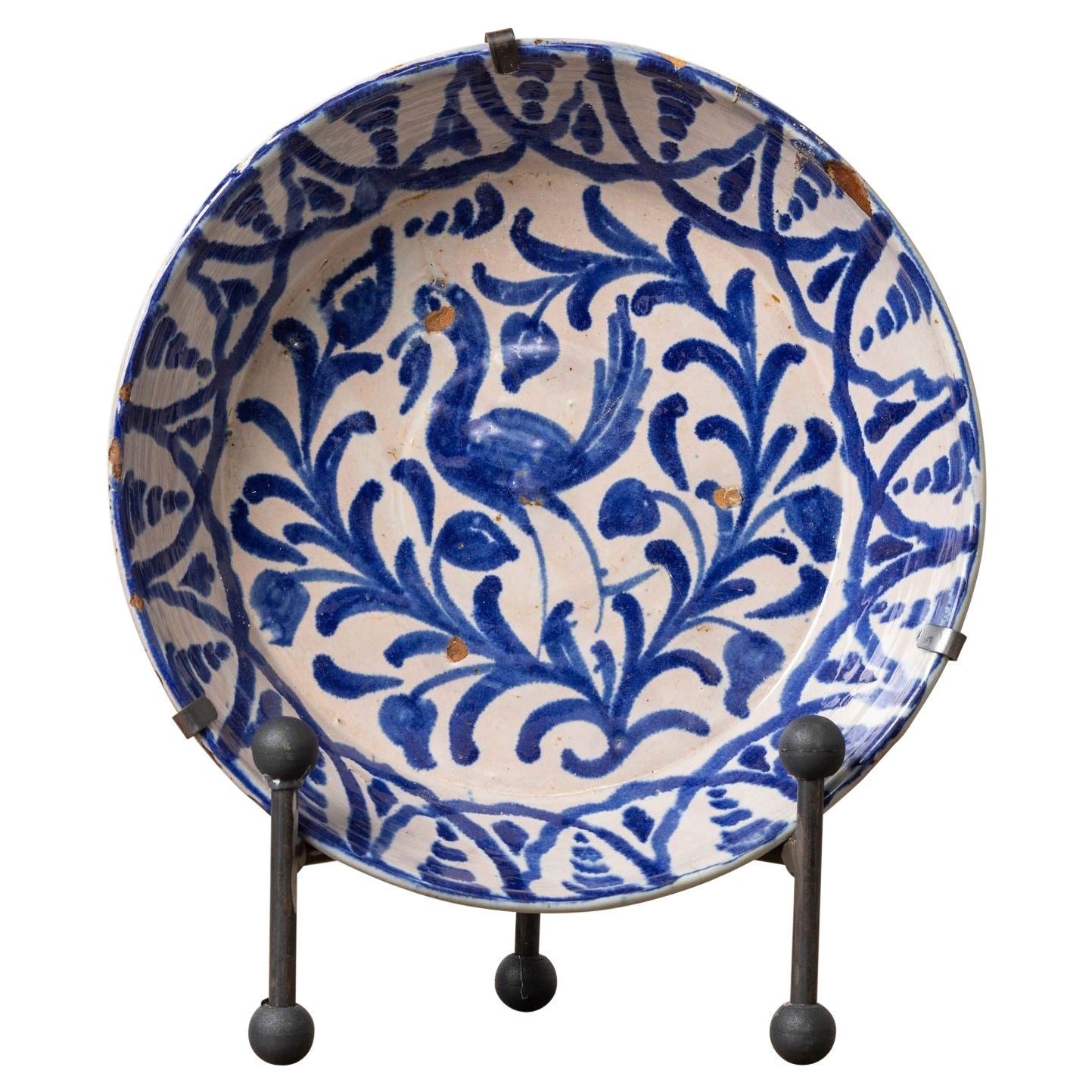 19th c. Spanish Blue and White Fajalauza Lebrillo Bowl from Granada