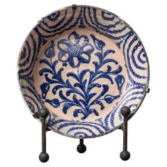 19th c. Spanish Blue and White Fajalauza Lebrillo Bowl from Granada