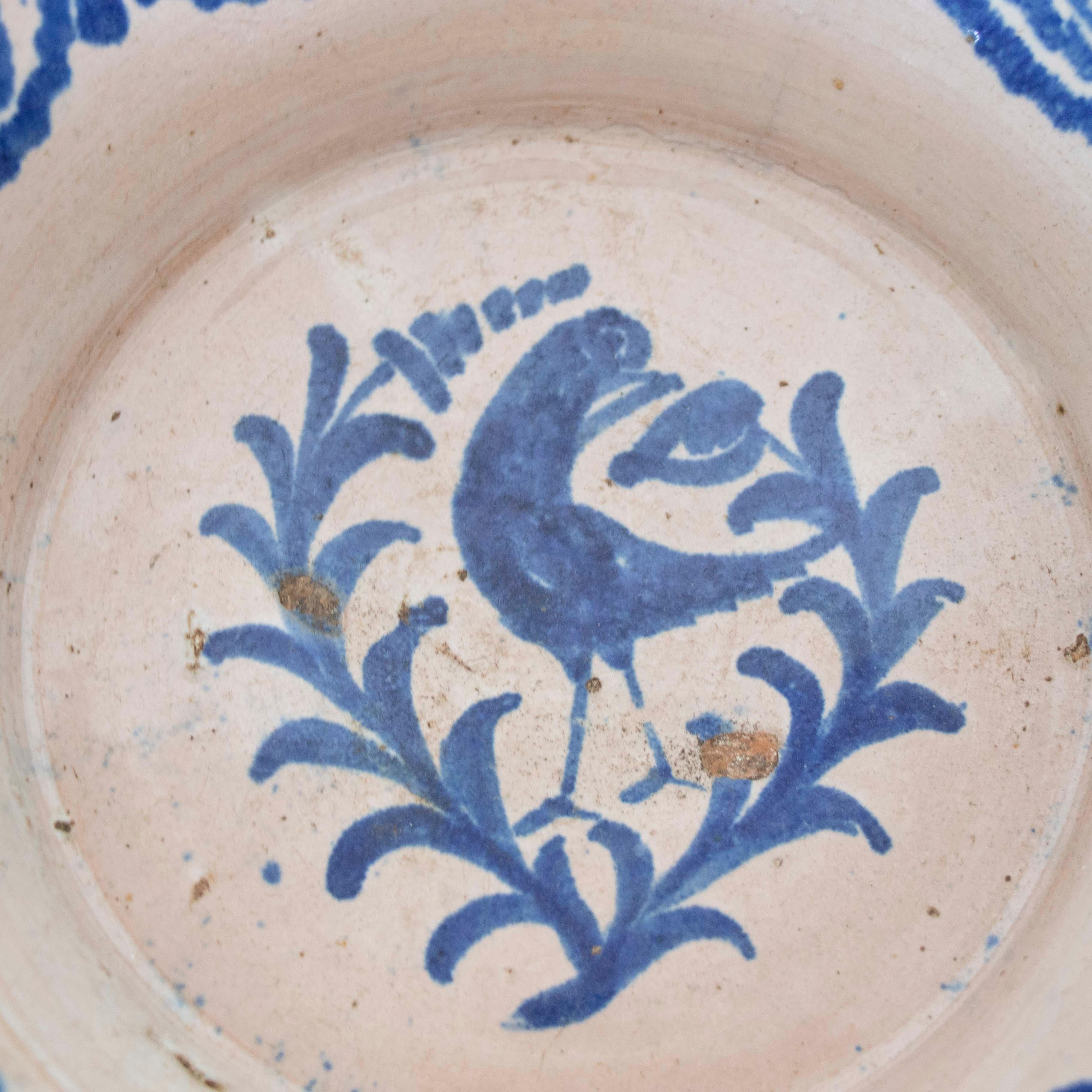XIXe siècle 19e s. Bol bleu espagnol Fajalauza Lebrillo en vente
