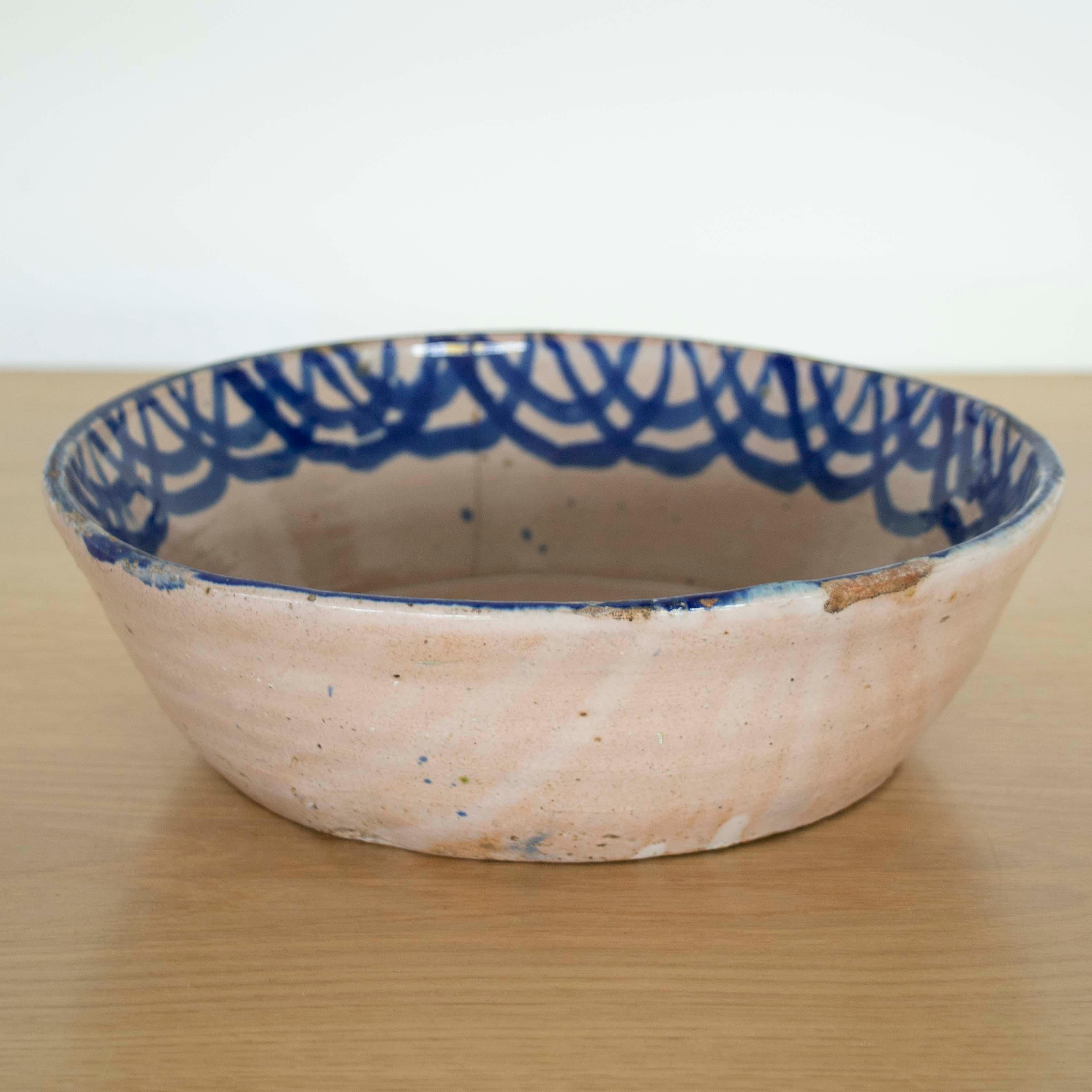 19th c. Spanish Blue Fajalauza Lebrillo Bowl For Sale 3