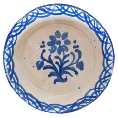 19th c. Spanish Blue Fajalauza Lebrillo Bowl