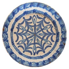19th c. Spanish Blue Fajalauza Lebrillo Bowl