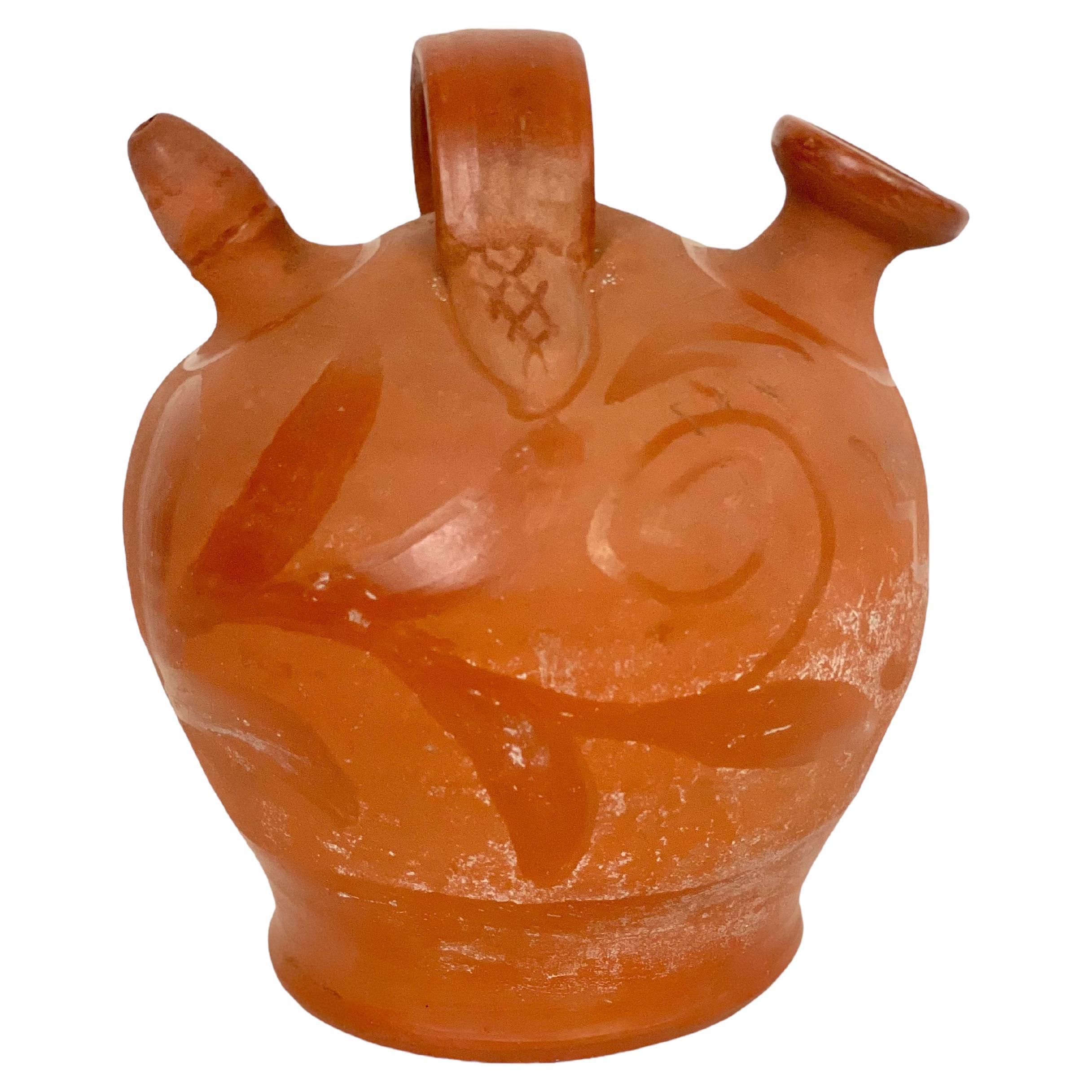 19th C. Spanish Botijo Water Cooling Jug in Unglazed Terracotta For Sale