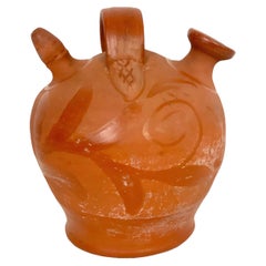 Used 19th C. Spanish Botijo Water Cooling Jug in Unglazed Terracotta