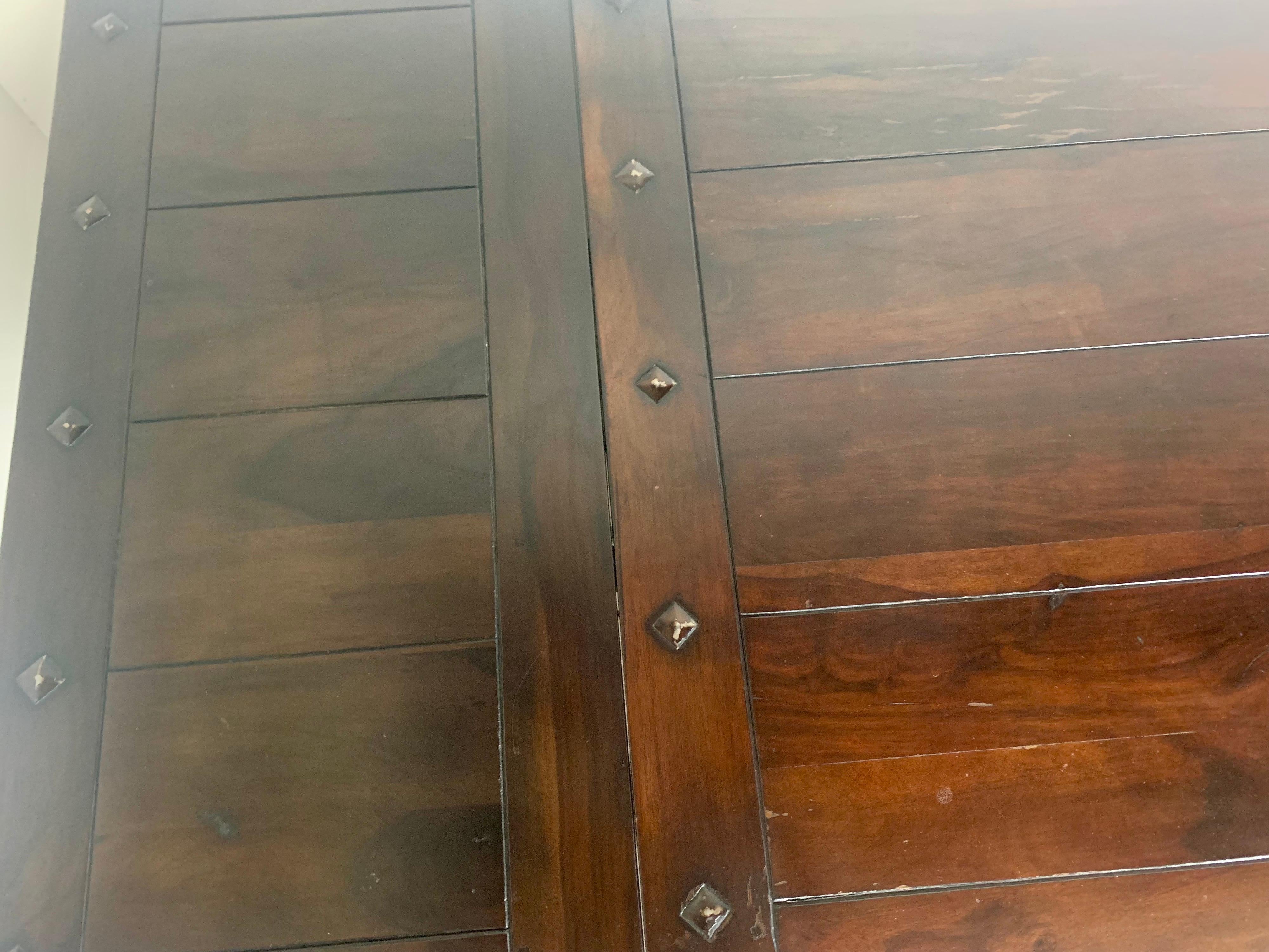 19th C. Spanish Dining Table with '2' Leaves In Distressed Condition In Los Angeles, CA