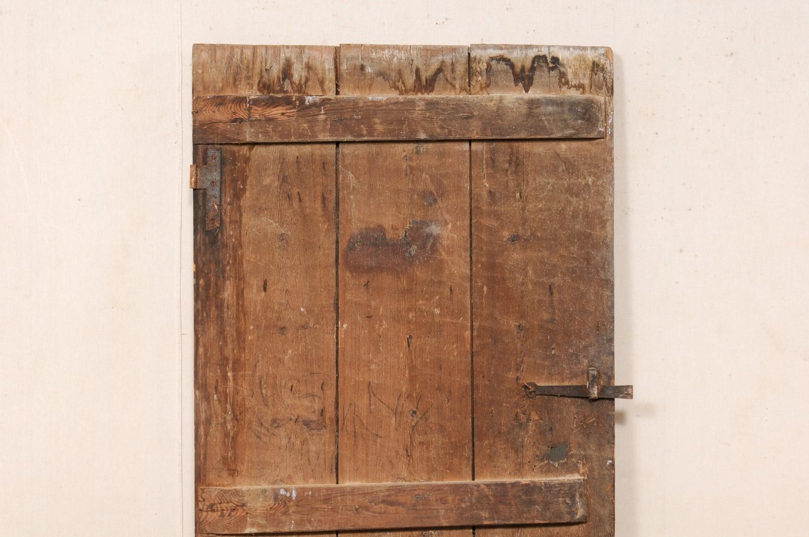 19th C. Spanish Eight-Panel Wood Door with Diamond Motiif & its Original Paint For Sale 5