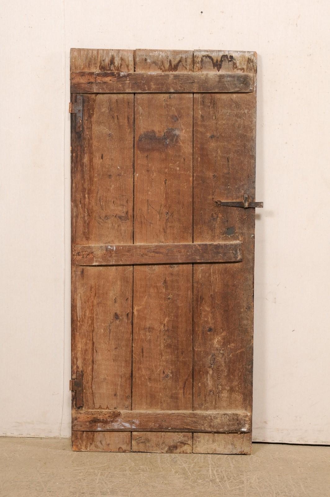 19th C. Spanish Eight-Panel Wood Door with Diamond Motiif & its Original Paint For Sale 4