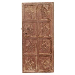 19th C. Spanish Eight-Panel Wood Door with Diamond Motiif & its Original Paint