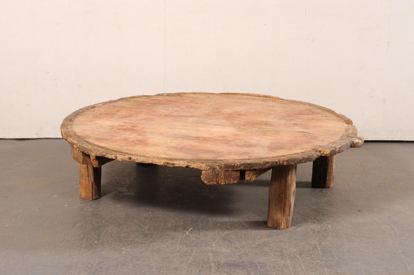 19th C. Spanish Olive-Press Top Coffee Table, Over 5 Ft Diameter 5