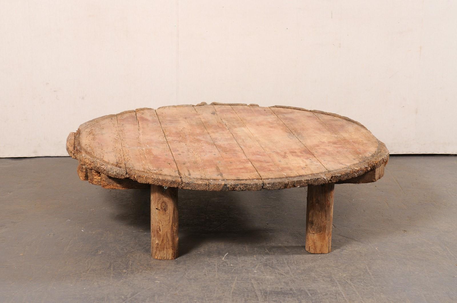 19th C. Spanish Olive-Press Top Coffee Table, Over 5 Ft Diameter 7