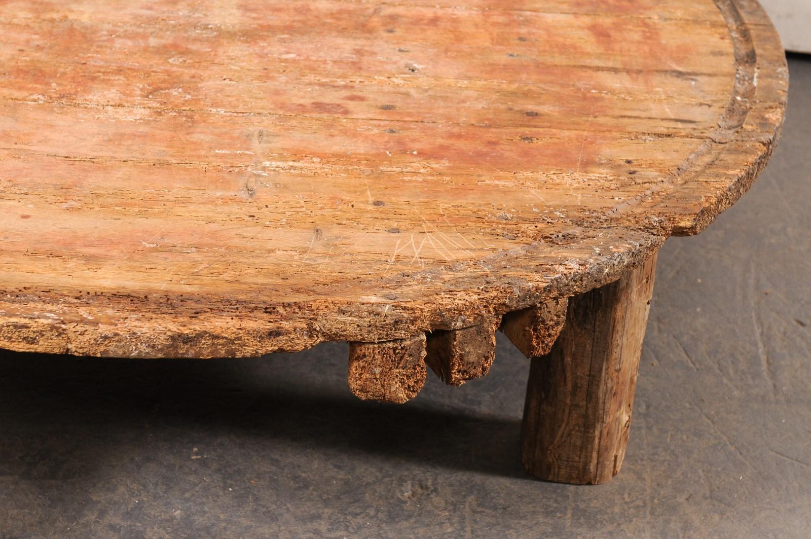 19th Century 19th C. Spanish Olive-Press Top Coffee Table, Over 5 Ft Diameter