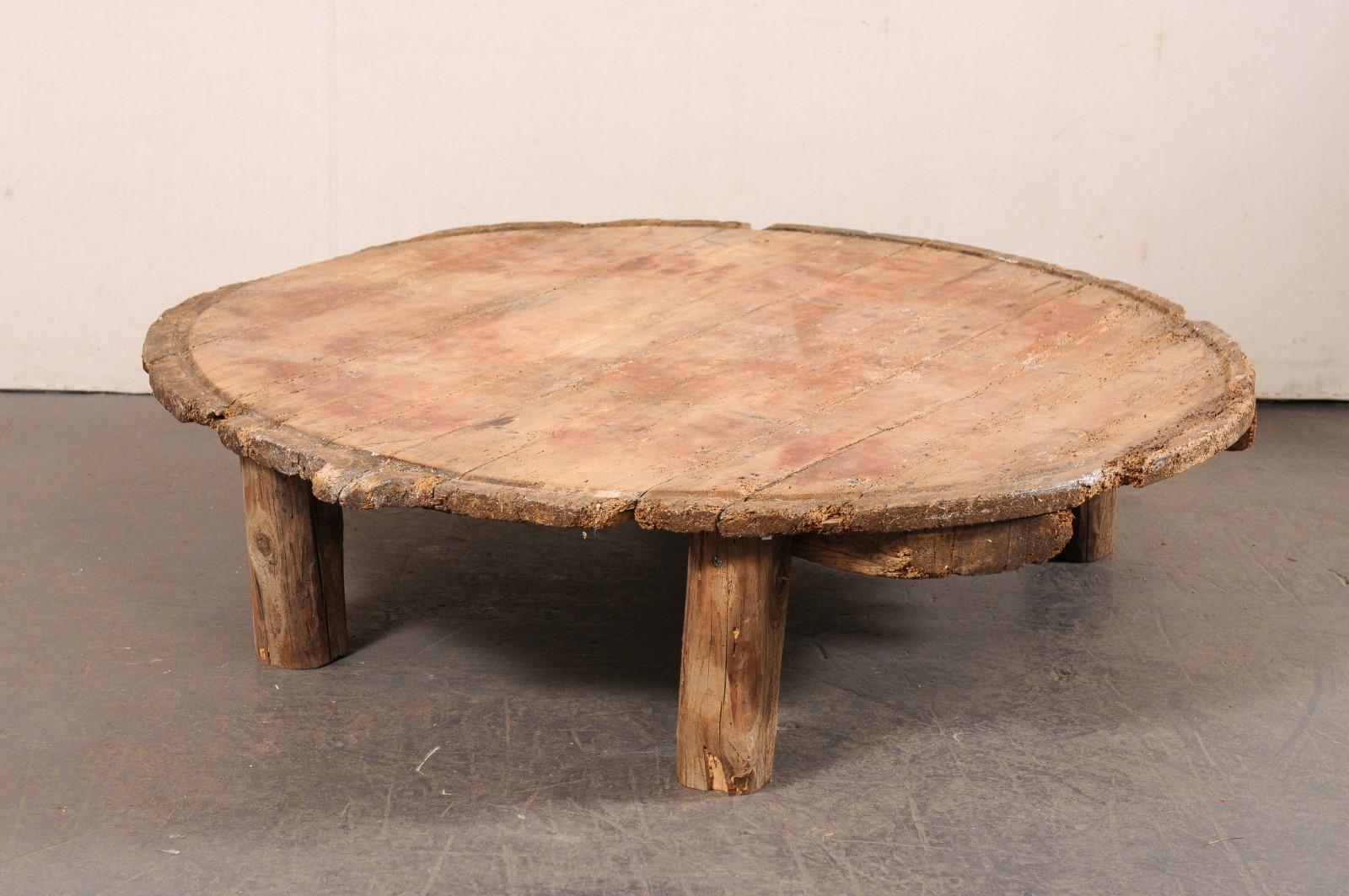 19th C. Spanish Olive-Press Top Coffee Table, Over 5 Ft Diameter 1