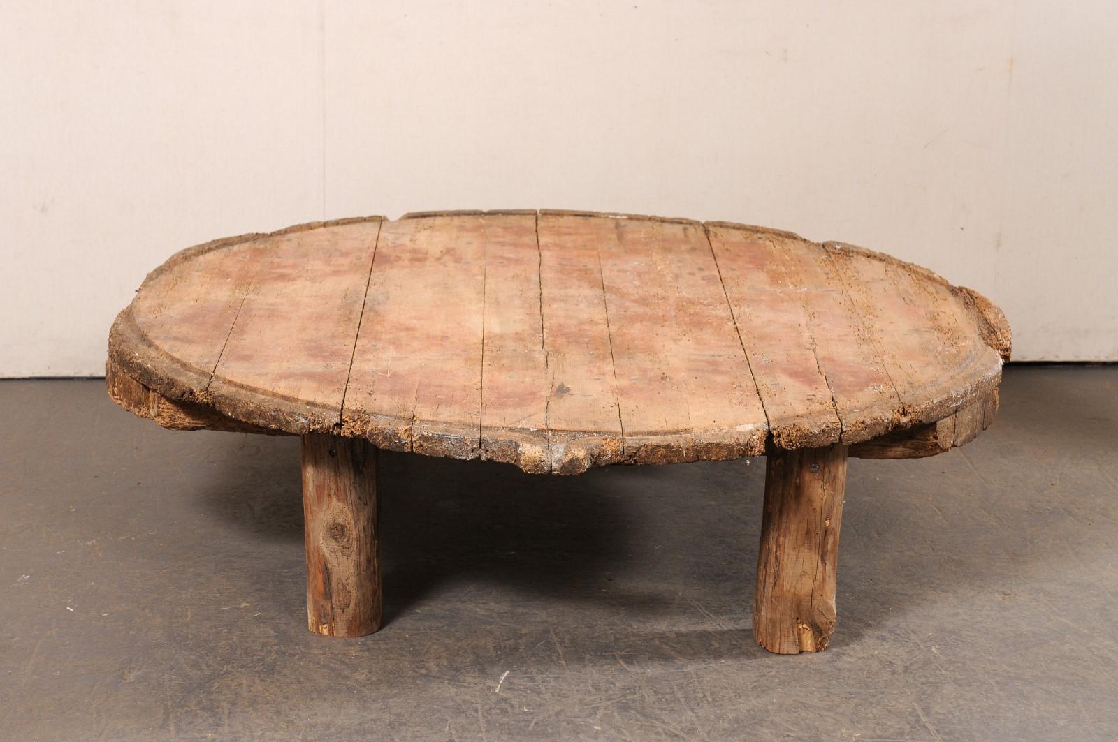 19th C. Spanish Olive-Press Top Coffee Table, Over 5 Ft Diameter 2