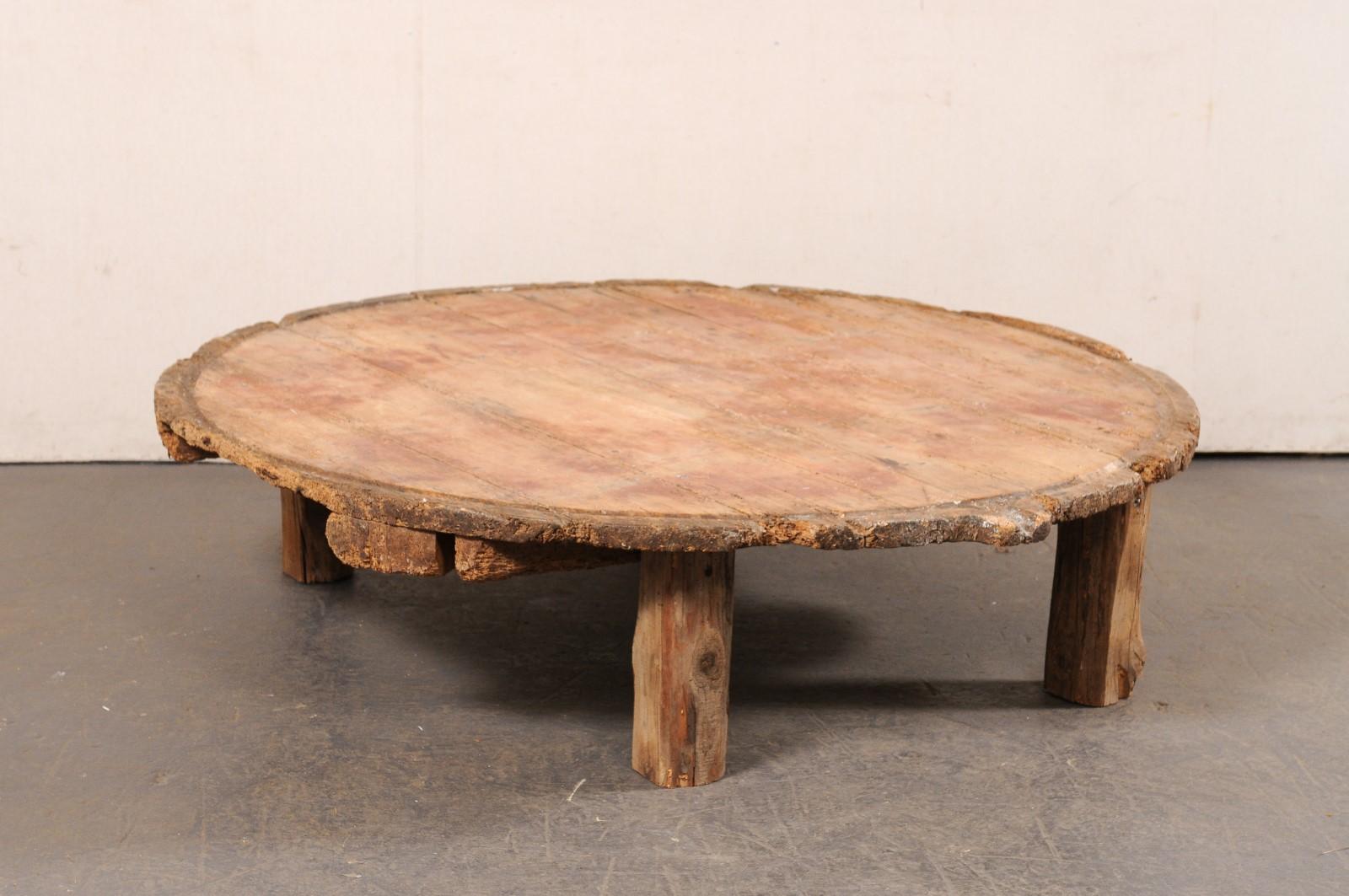 19th C. Spanish Olive-Press Top Coffee Table, Over 5 Ft Diameter 3