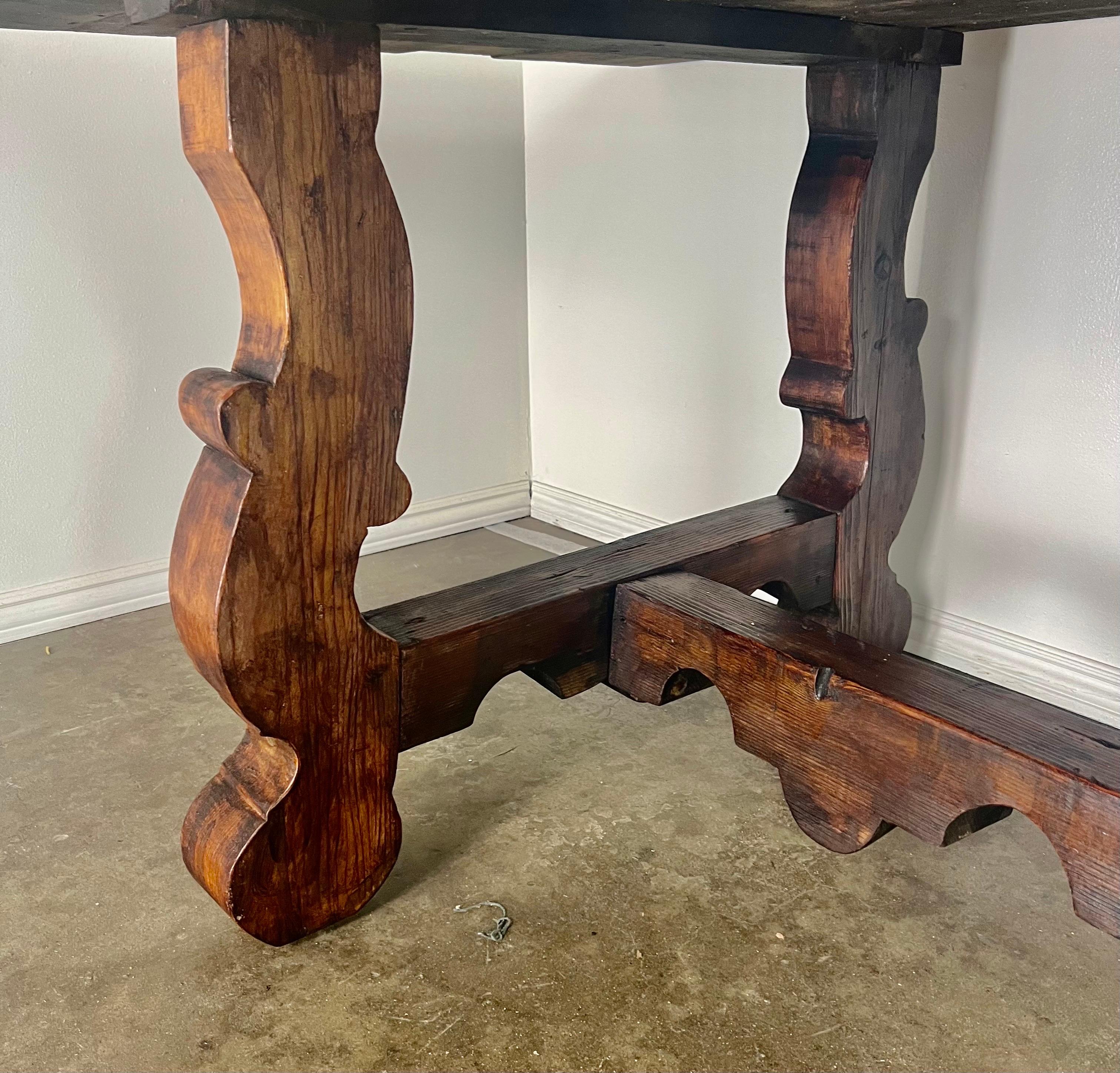 19th C Spanish Pine Refractory Style Dining Table 5