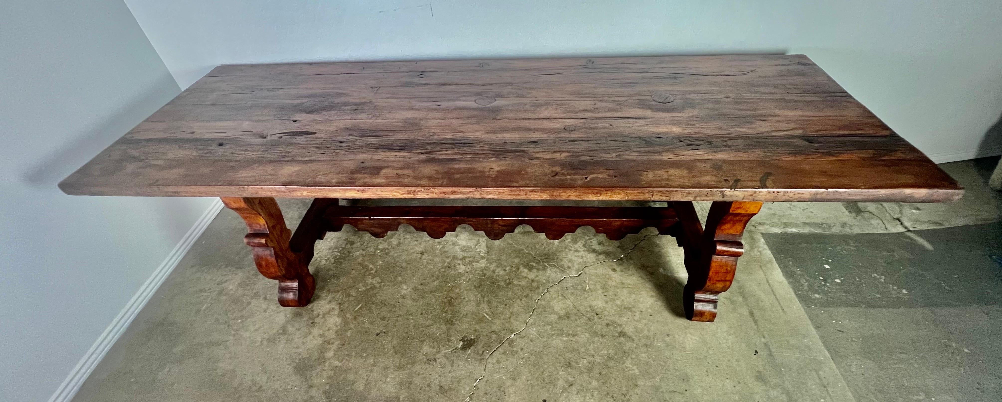 Spanish Colonial 19th C Spanish Pine Refractory Style Dining Table