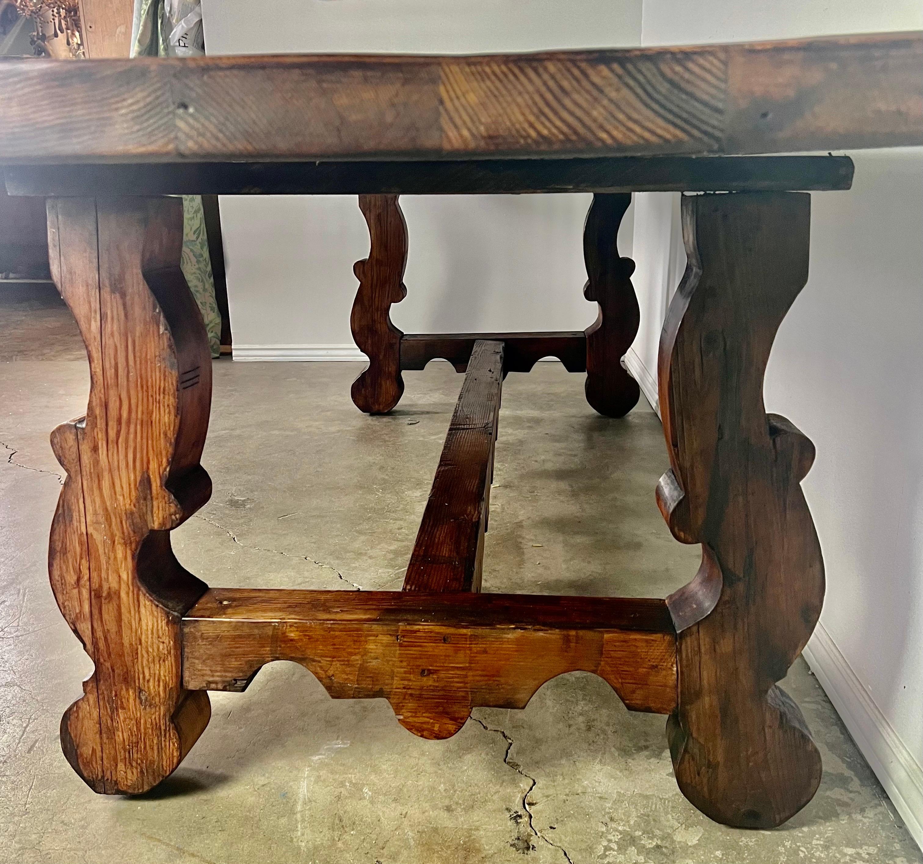 19th C Spanish Pine Refractory Style Dining Table 2