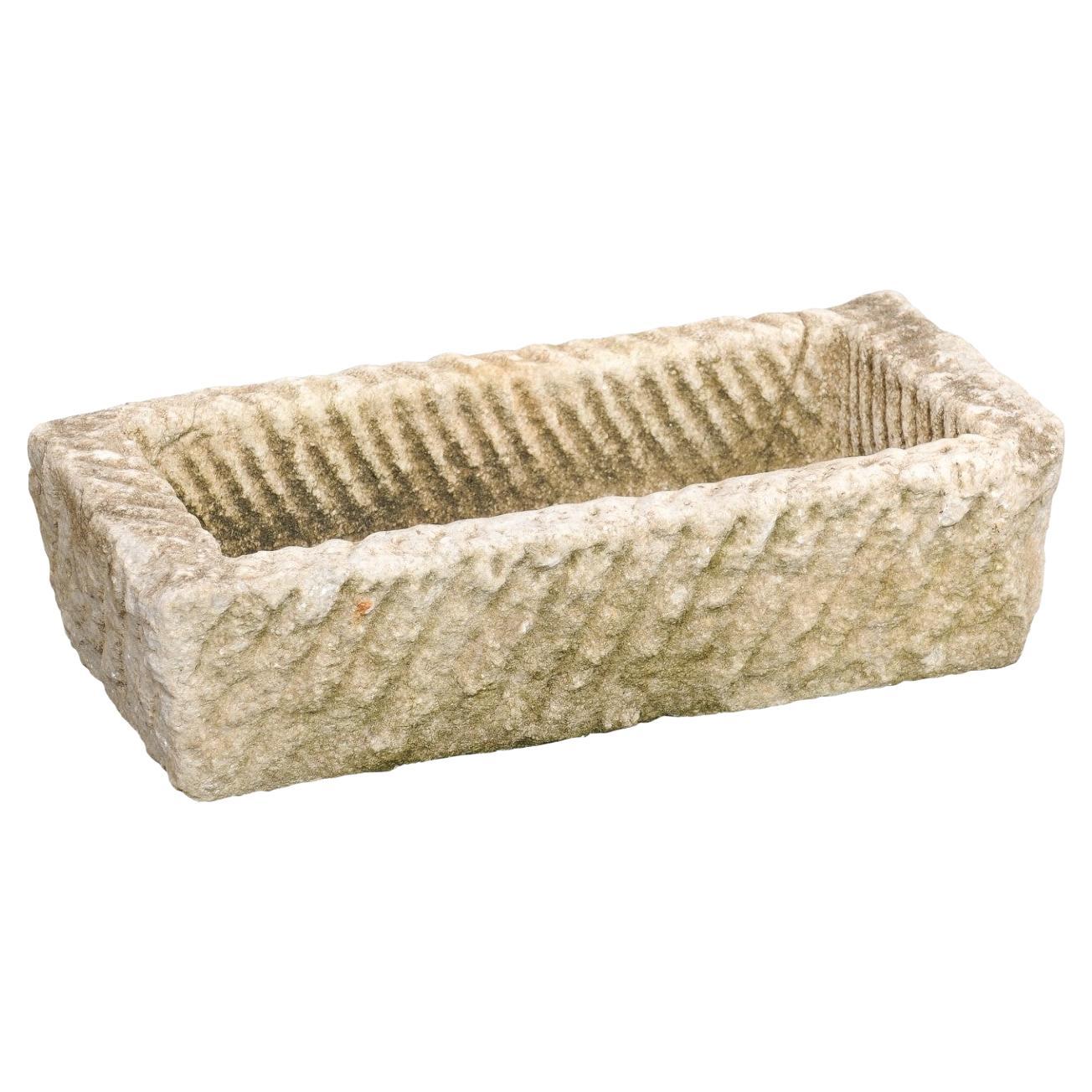 19th C. Spanish Rectangular Stone Planter
