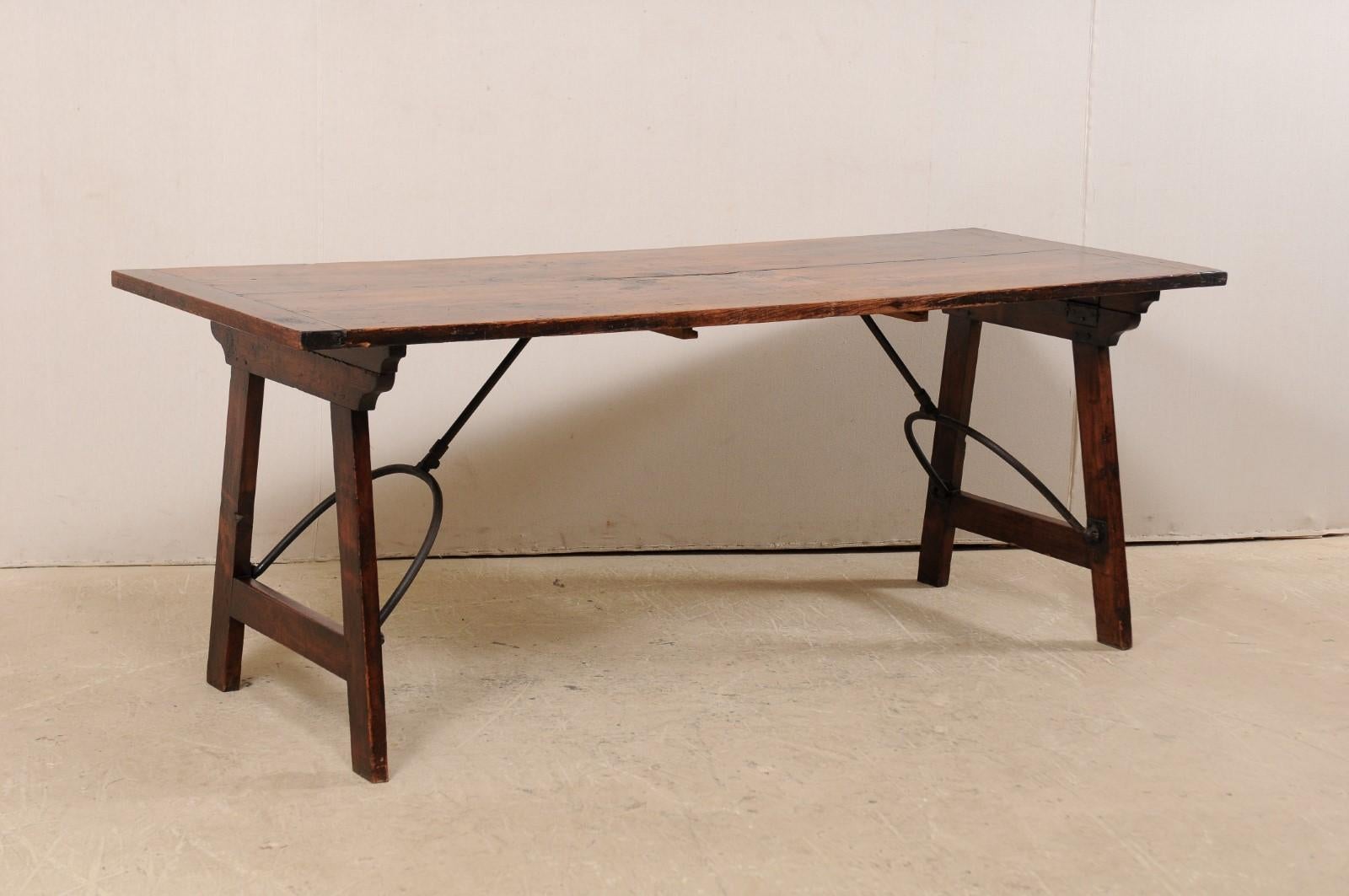 Spanish Table with Legs Uniquely Designed to be Folded for Easy Storage In Good Condition In Atlanta, GA