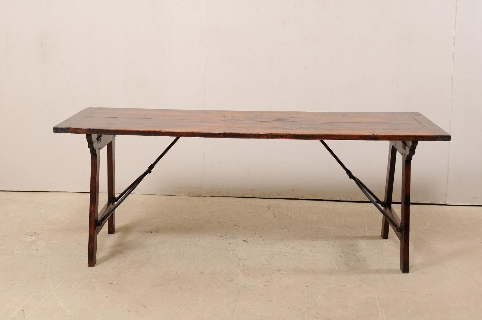 19th Century Spanish Table with Legs Uniquely Designed to be Folded for Easy Storage