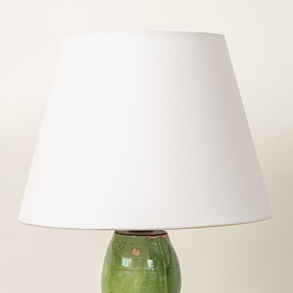 Lampada spagnola in terracotta con smalto verde del XIX secolo in vendita 1