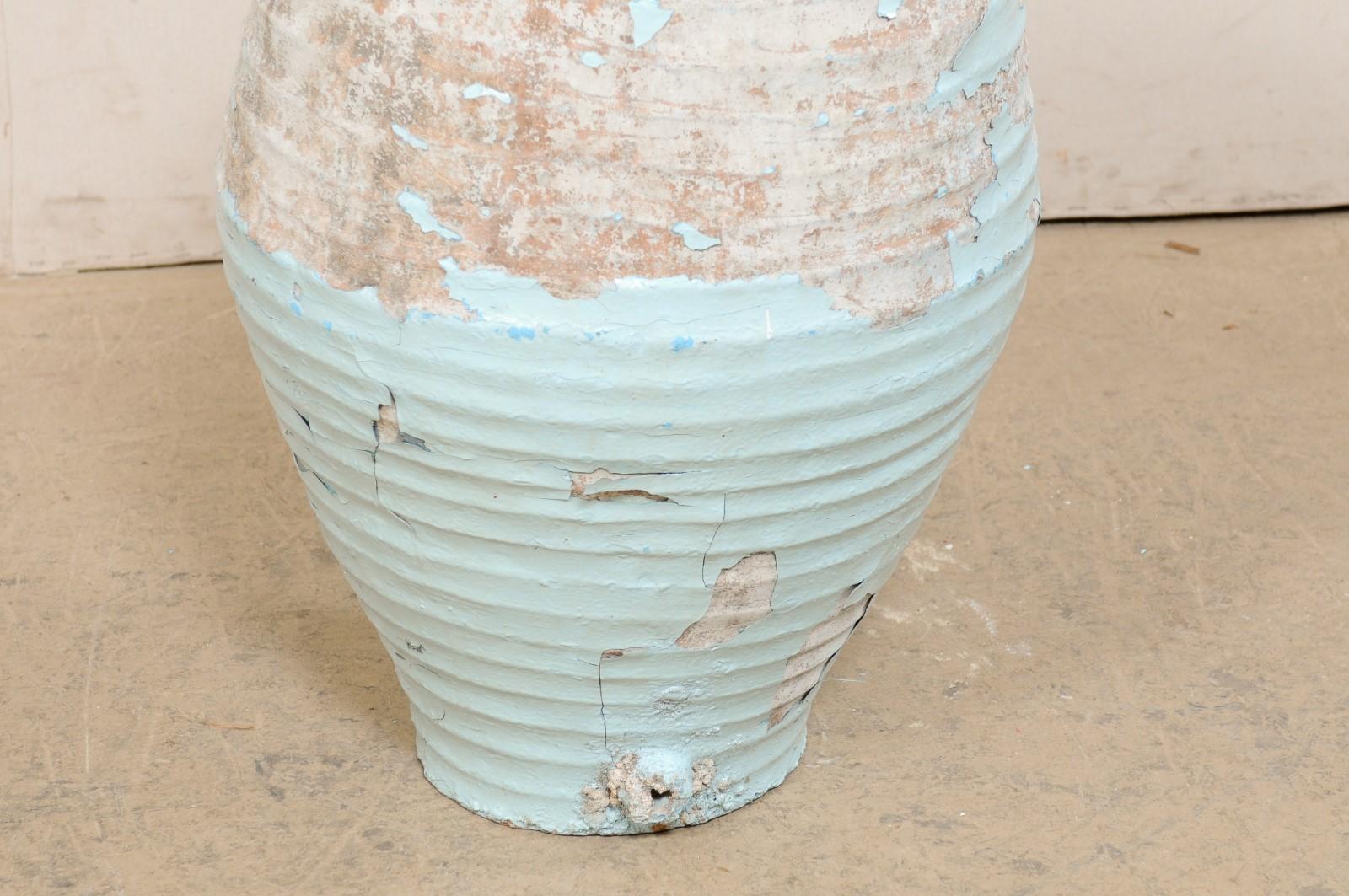 19th Century 19th C. Spanish Vessel w/Lovely Patina & Pale Blue Glaze For Sale