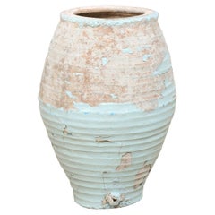 19th C. Spanish Vessel w/Lovely Patina & Pale Blue Glaze