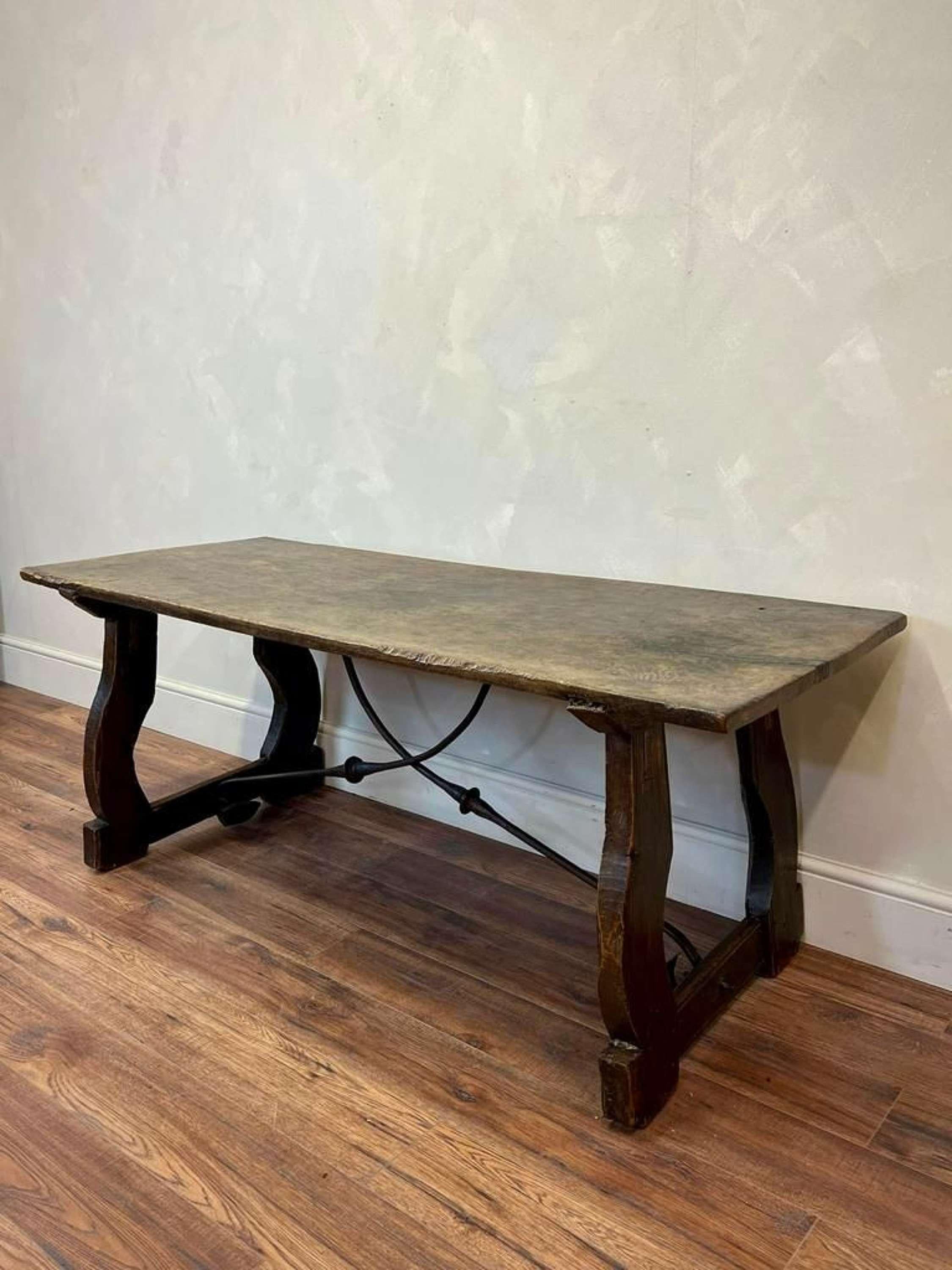Hand-Carved 19th Century Spanish Walnut Table Console / Side Table