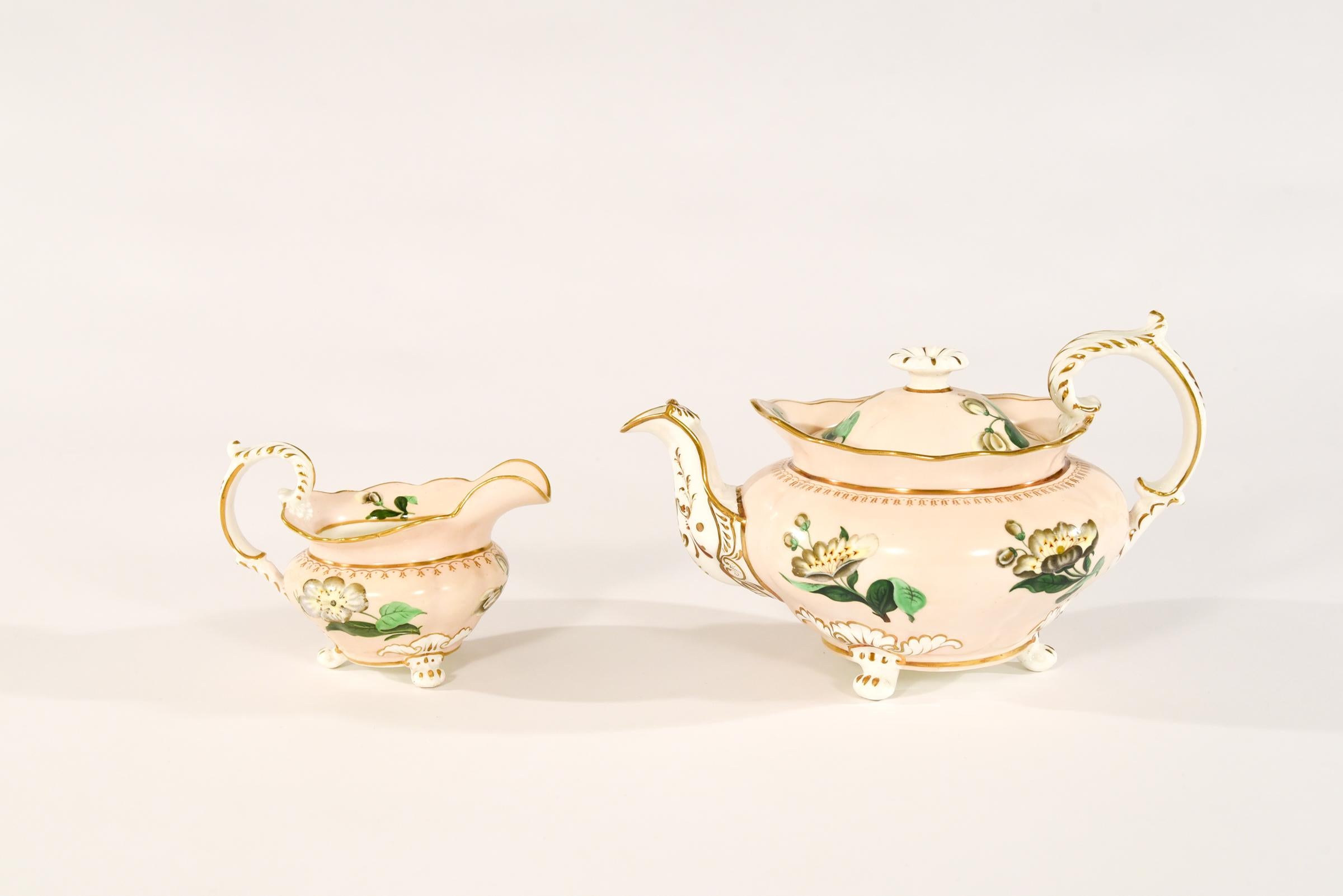 19th C. Spode 44 Pc. Porcelain Tea Set In Good Condition For Sale In Great Barrington, MA