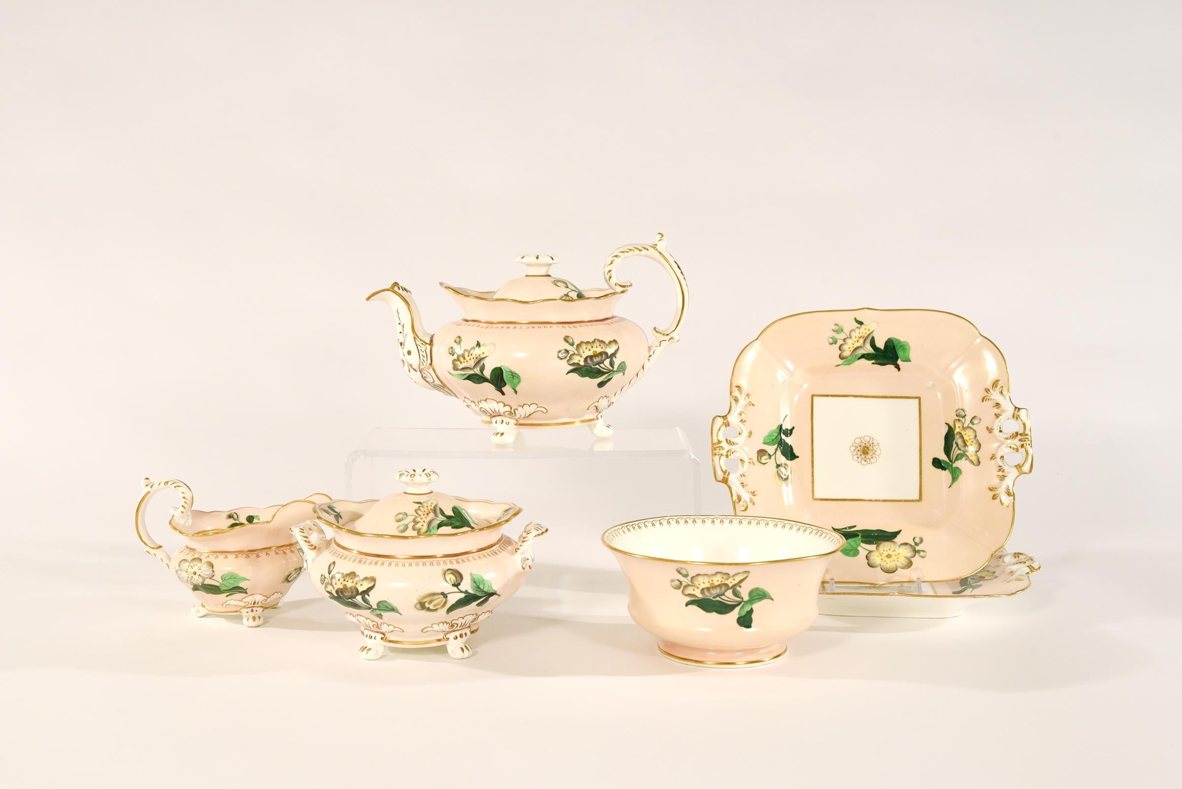 Mid-19th Century 19th C. Spode 44 Pc. Porcelain Tea Set For Sale